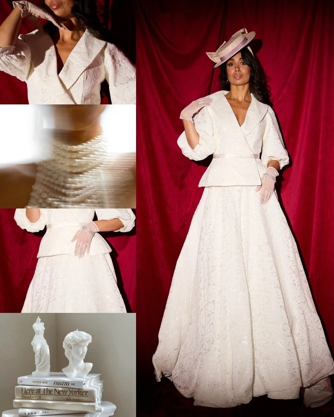 Meet 'Vera' - contemporary romance in motion. 

A puff-sleeve crepe top and trumpet lace skirt unite in perfect harmony, designed to move effortlessly through every moment. From day to night, its flattering V-neck and graceful silhouette redefine ver