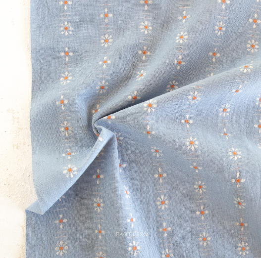 Toile fleurie - Bleu pervenche