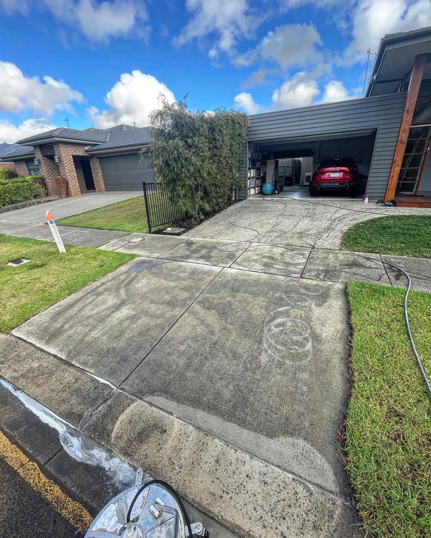 A great before and after result from a driveway rejuvenation using our non hazardous biodegradable chemicals 🌱