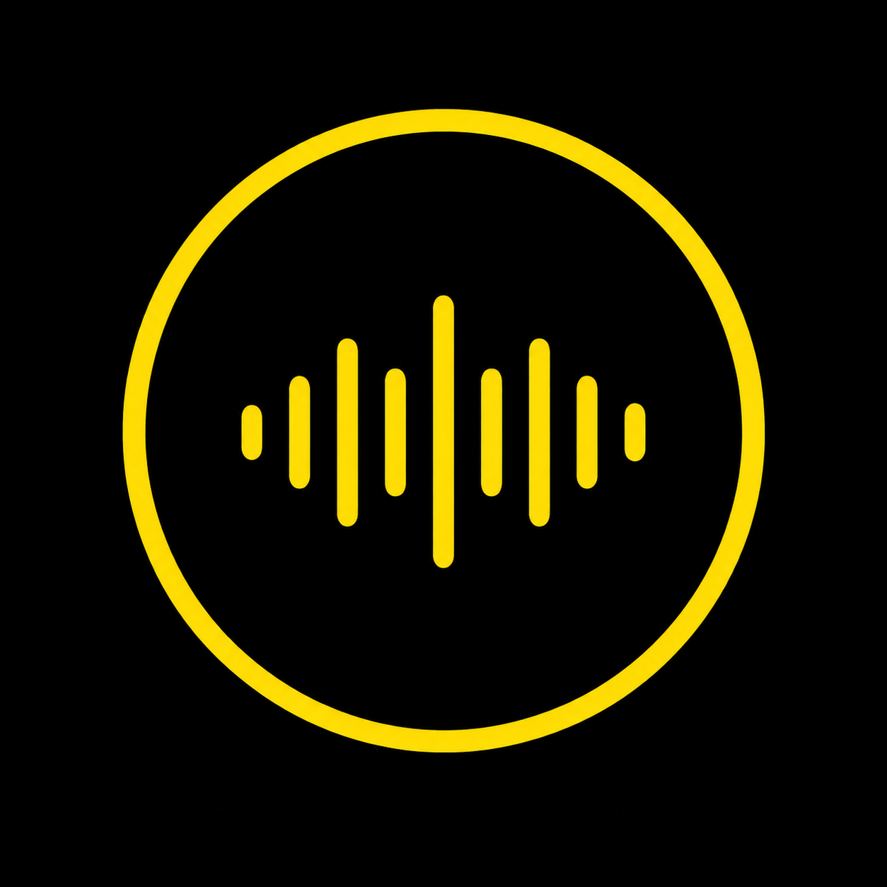 Yellow audio waveform icon on a black background representing Brother Mouth music and audio.