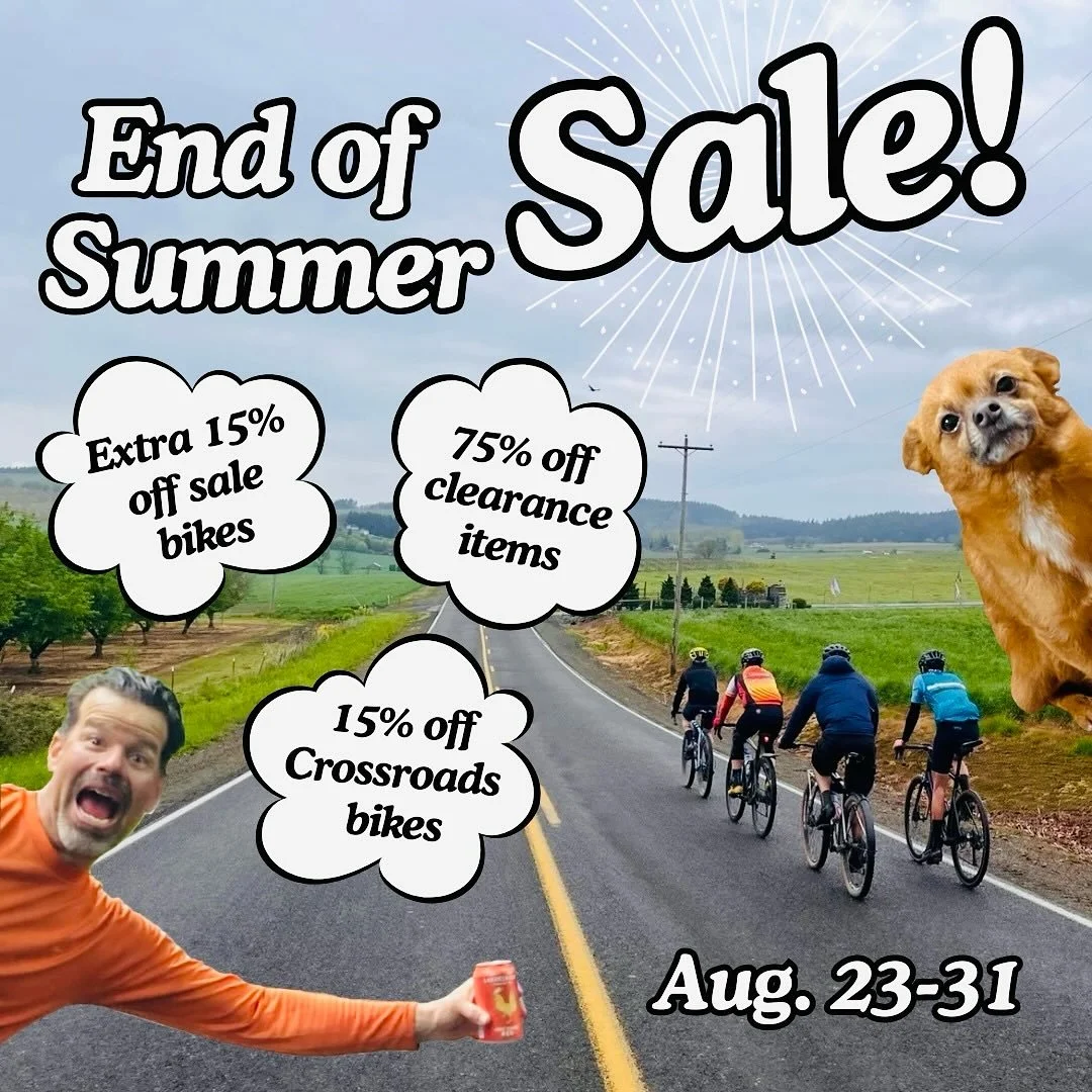 Summer&rsquo;s coming to a close, which means we&rsquo;ve got some sweet deals cooking here at the Bike Peddler. 

The last week of August, everything on our sale rack will be 75% off (compared to the usual 50% off). We&rsquo;ve also got quite a few 