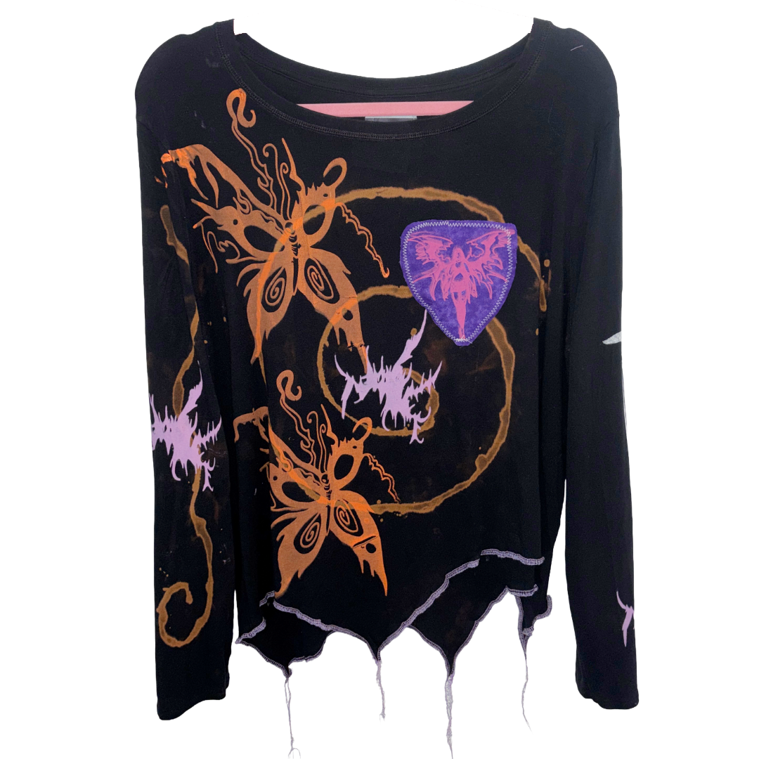 black.orange portal print long sleeve tshirt (sz xlarge)