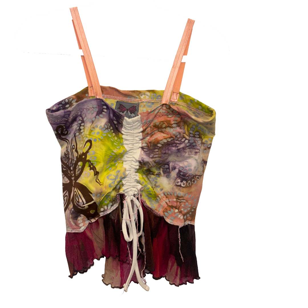 grunge fae tan/red tank top (sz medium)