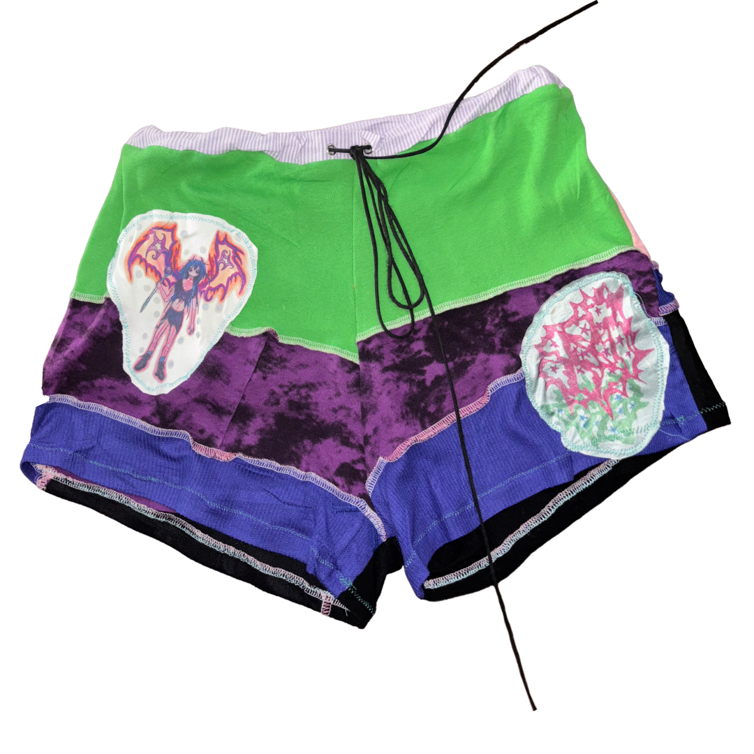 purple/green nightmare sleep shorts (sz xlarge)