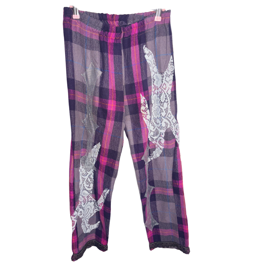 pink plaid applique pyjama pants (sz xsmall)