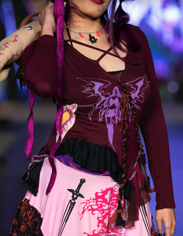 burgundy claw fairy patchwork long sleeve (sz small/medium)