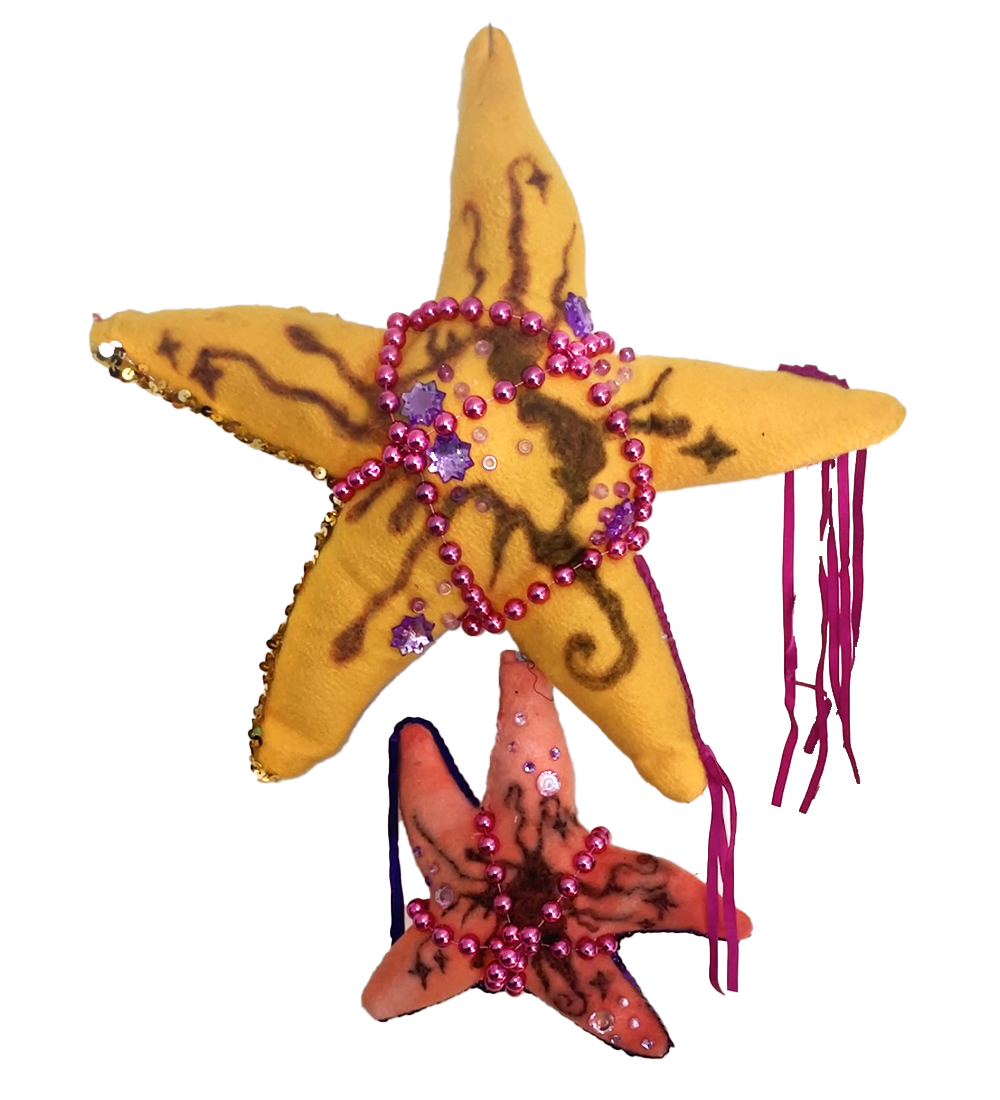 cosmic ritual token pink/orange plush soft sculpture (18" tall)