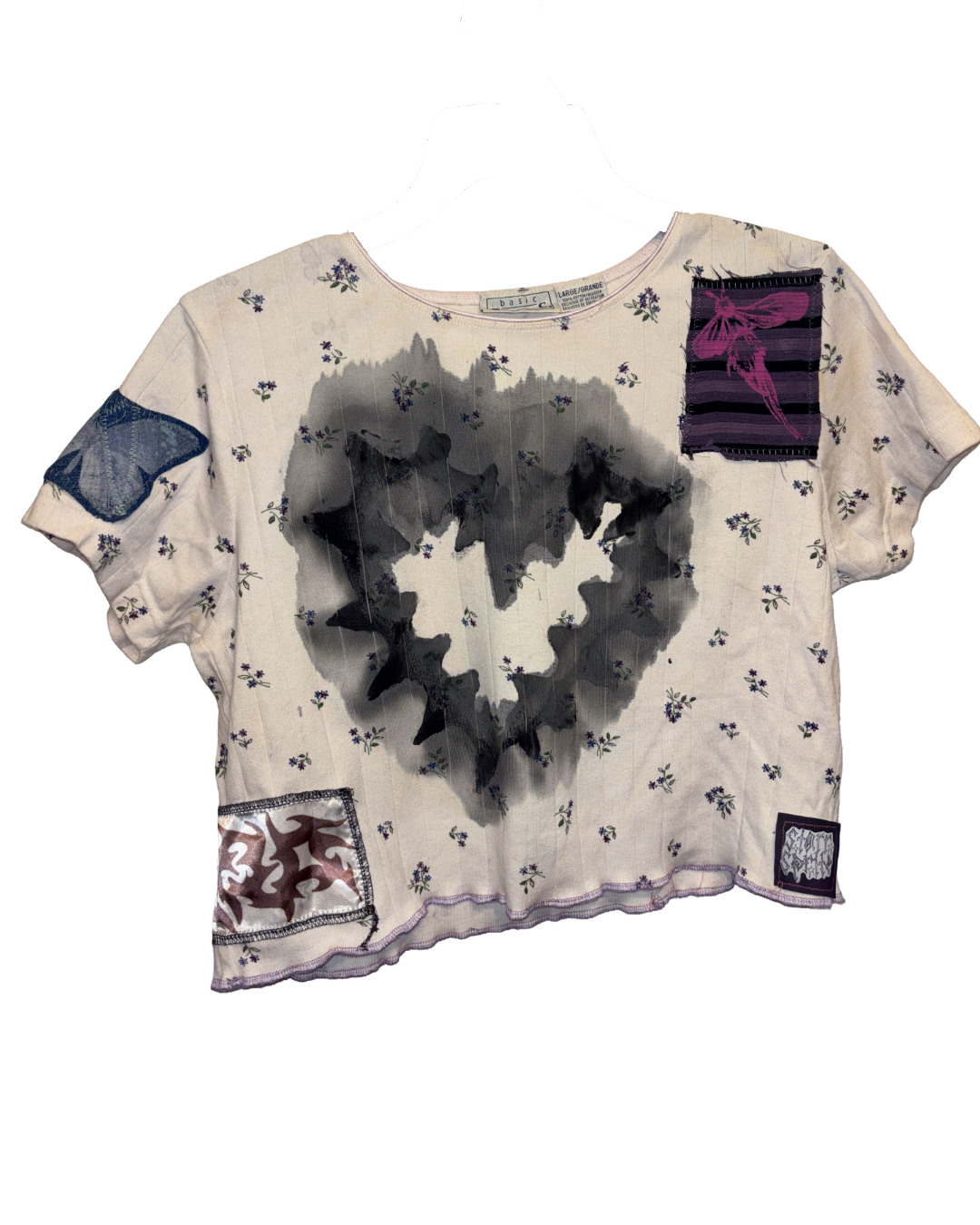 white ditsy floral grunge tshirt (sz large)