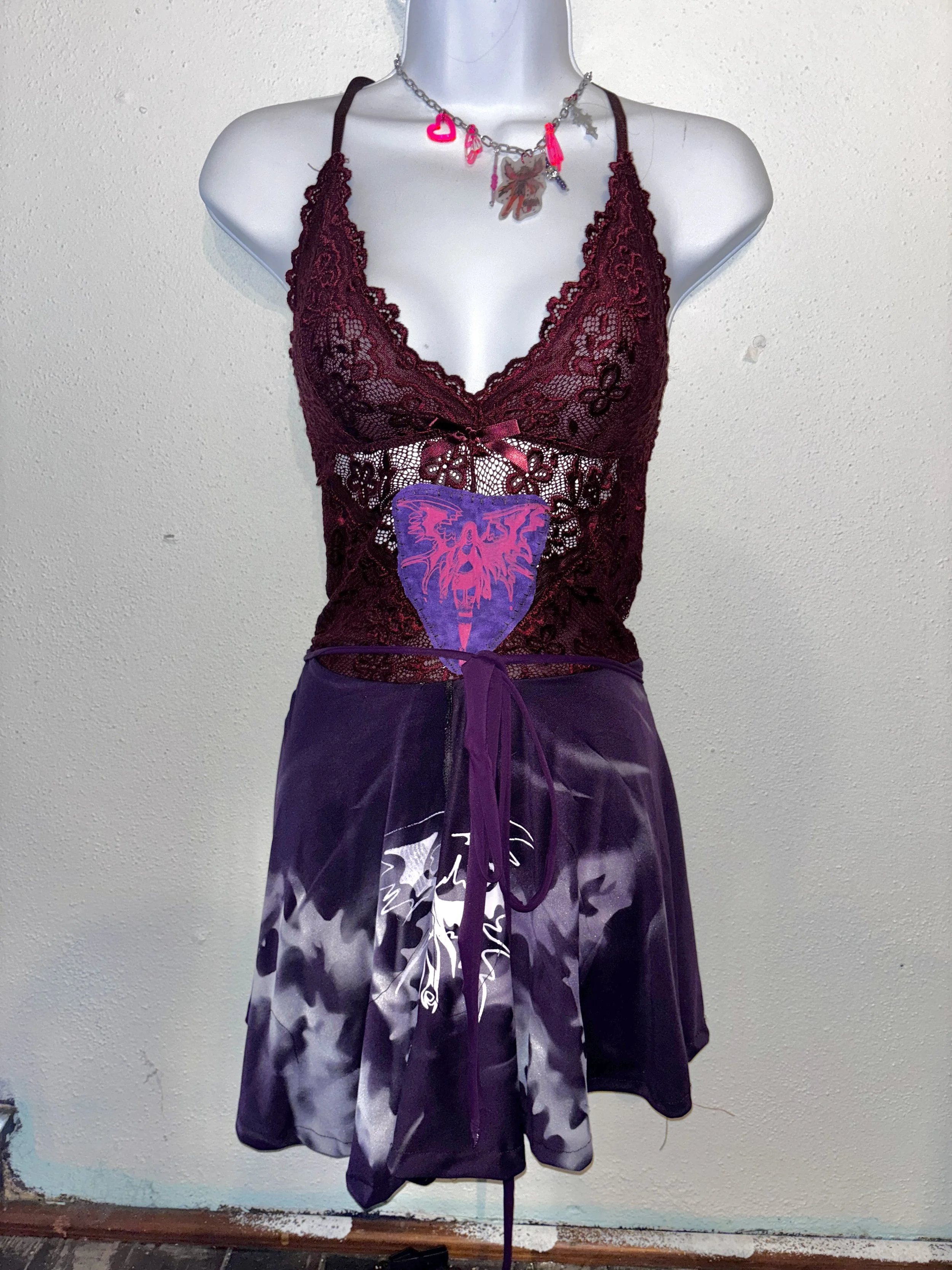 maroon/purple flow~magic mini dress (sz medium)