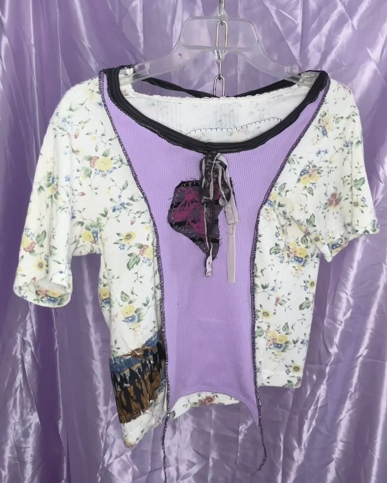 pink claw fairy crop patchwork tshirt (sz medium) (Copy)
