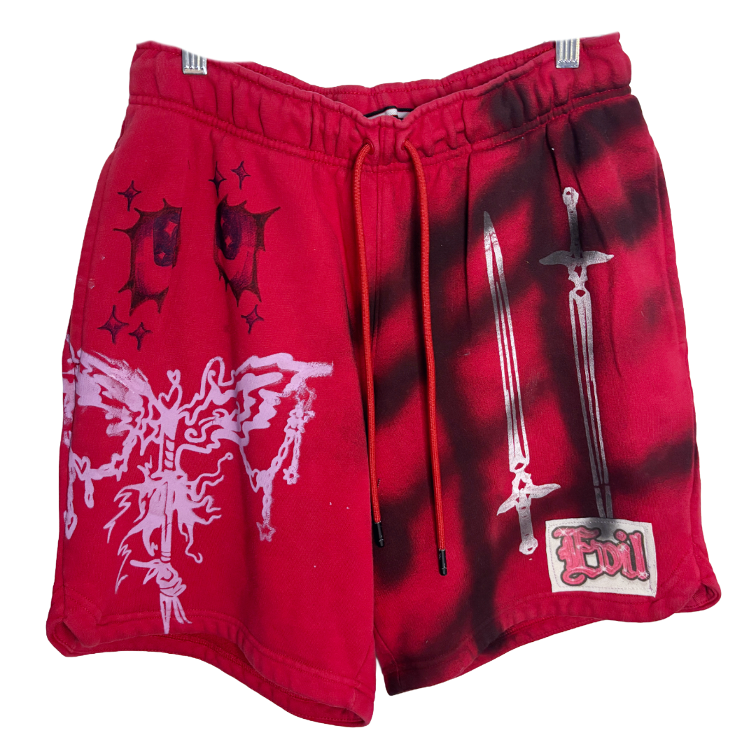 evil red printed shorts (sz medium)