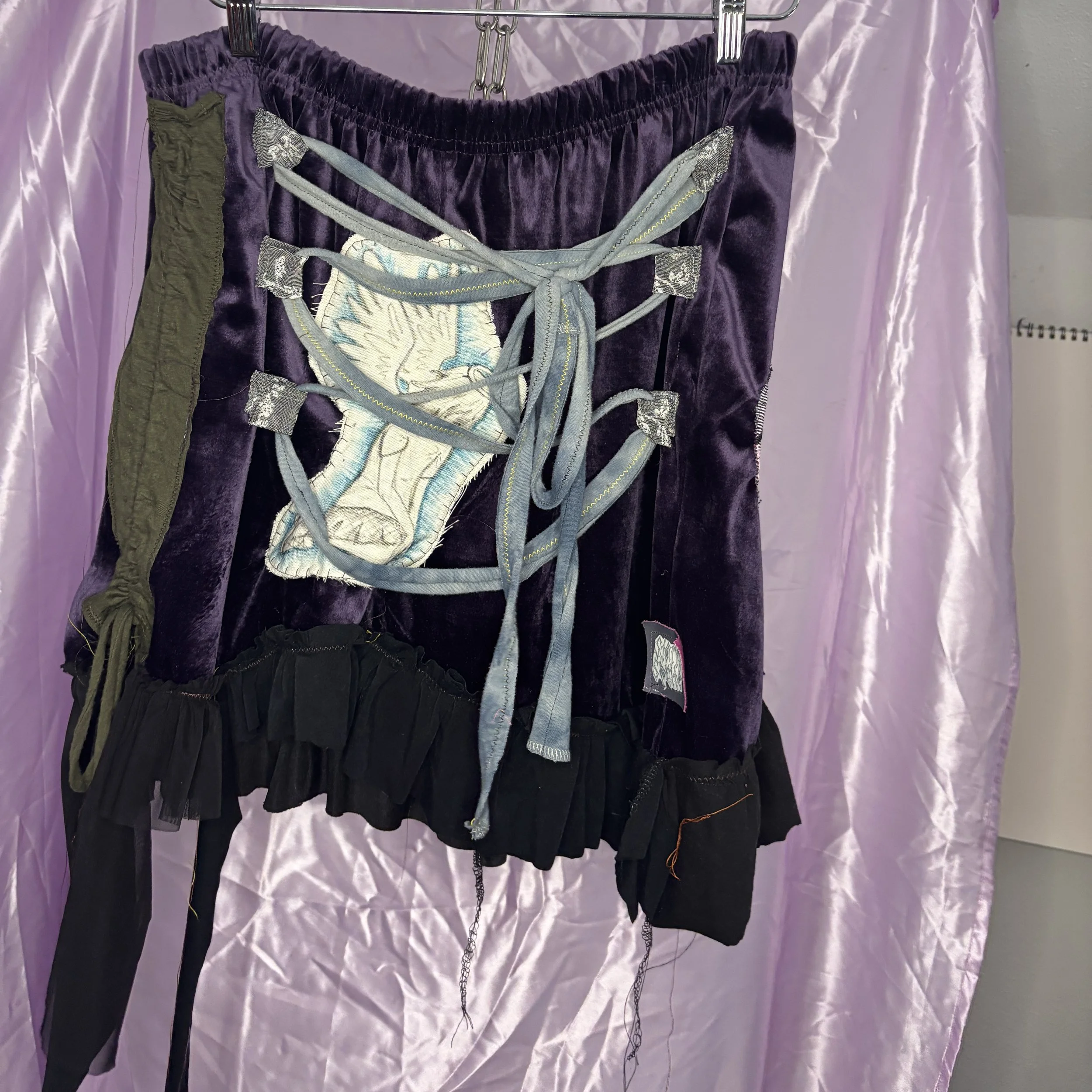 velvet angel purple trash pixie upcycled patchwork skirt (sz xxl waist 40")
