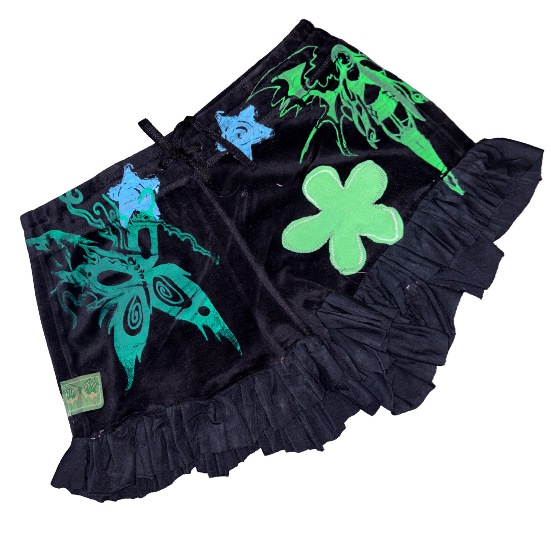 black/green velvet shorts (sz xlarge)