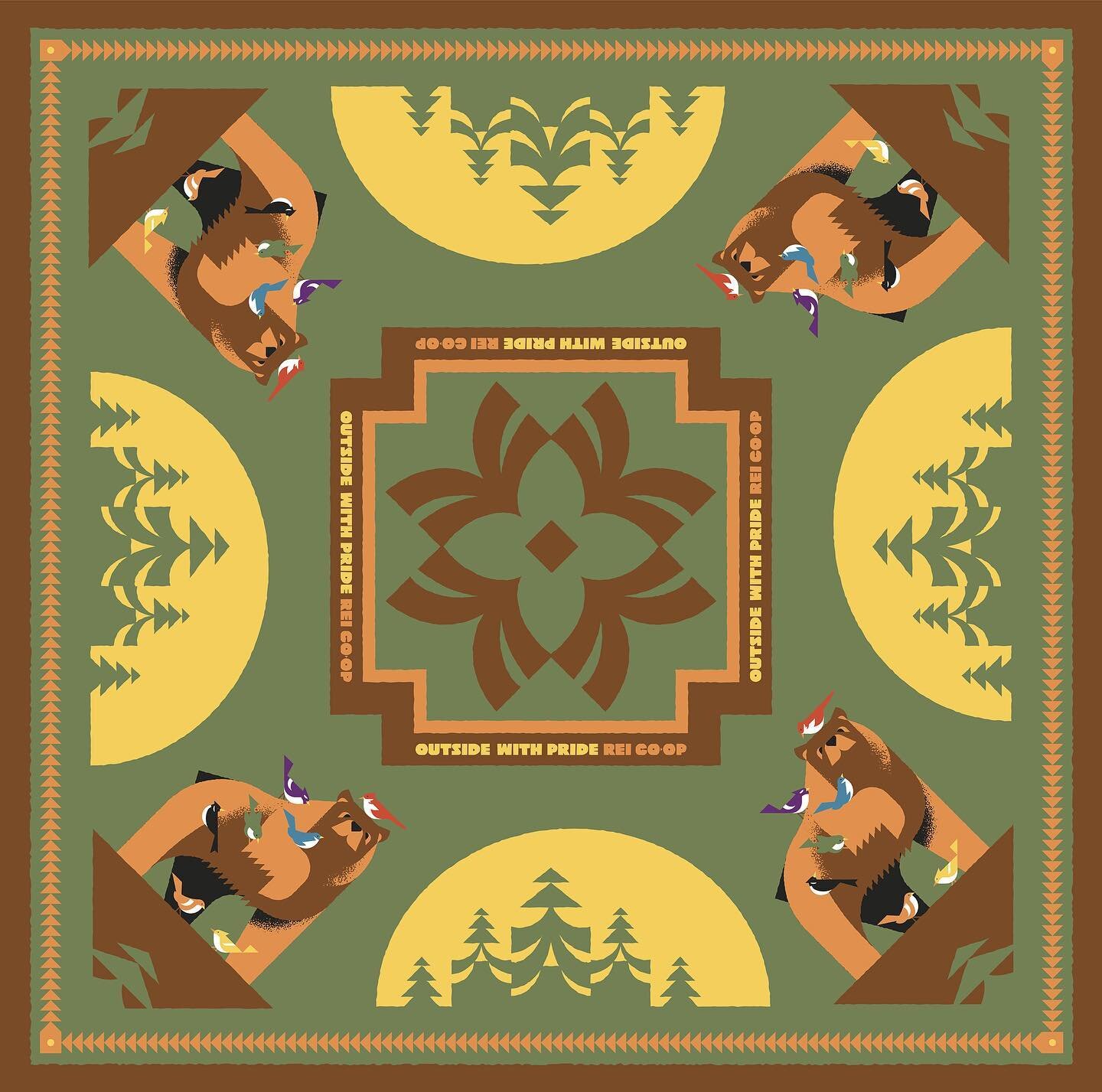 This bandana design was unused, but I loved it so much I wanted to share it along with some mock-ups. 🏳️&zwj;🌈🐻
#outsidewithpride #pridemonth #gaypride #lgbtq #rei #queerart #illustration #illustrator #graphicdesign #lgbtqia #bear
