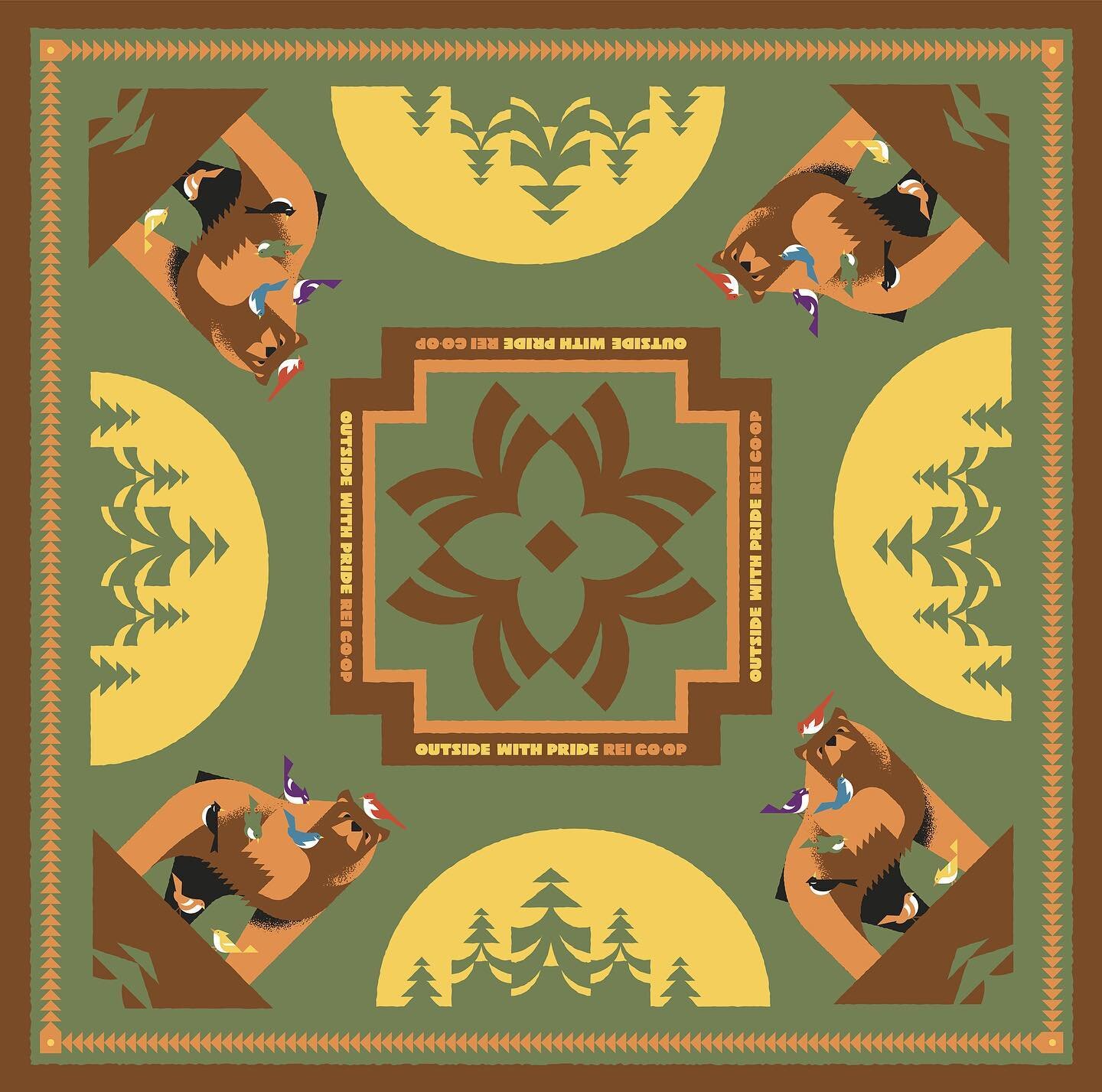 This bandana design was unused, but I loved it so much I wanted to share it along with some mock-ups. 🏳️&zwj;🌈🐻
#outsidewithpride #pridemonth #gaypride #lgbtq #rei #queerart #illustration #illustrator #graphicdesign #lgbtqia #bear