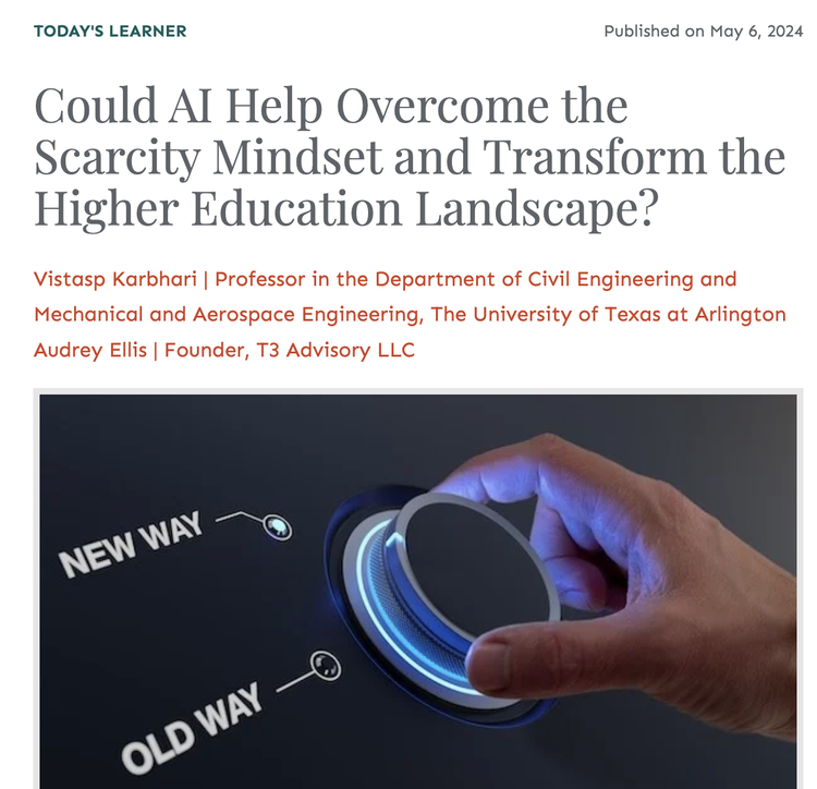 Article: Could AI Help Overcome the Scarcity Mindset and Transform the Higher Education Landscape?