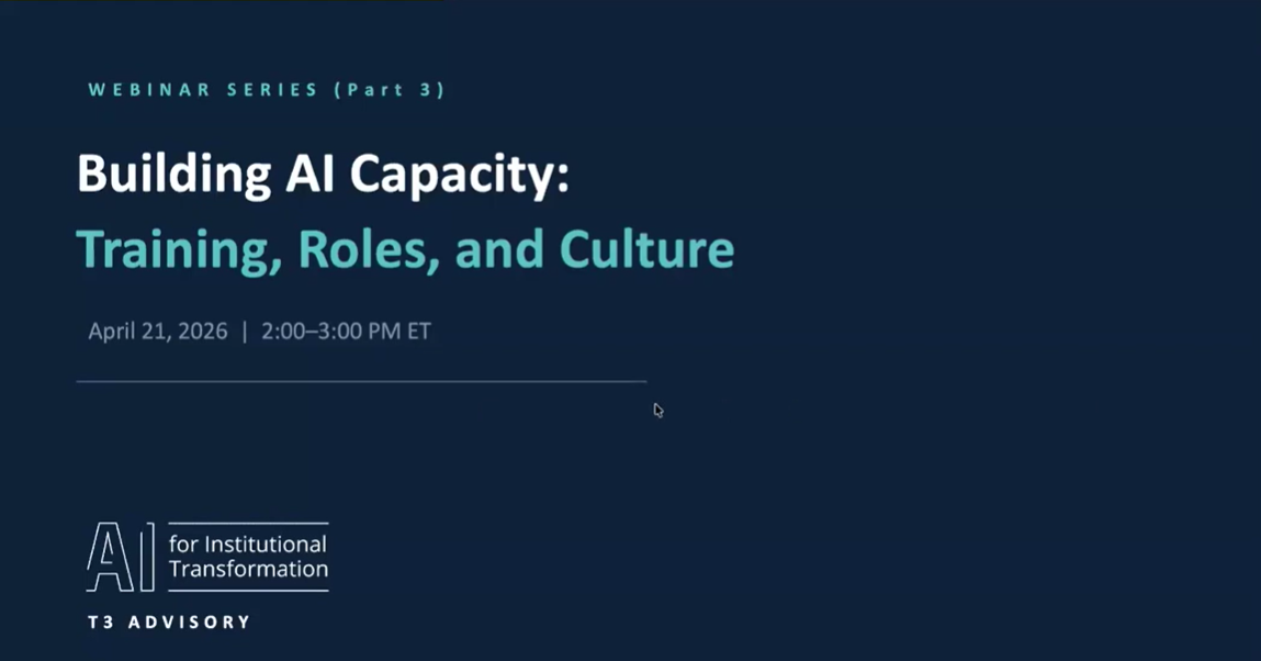 Webinar: Building AI Capacity-Training, Roles and Culture (Recording)