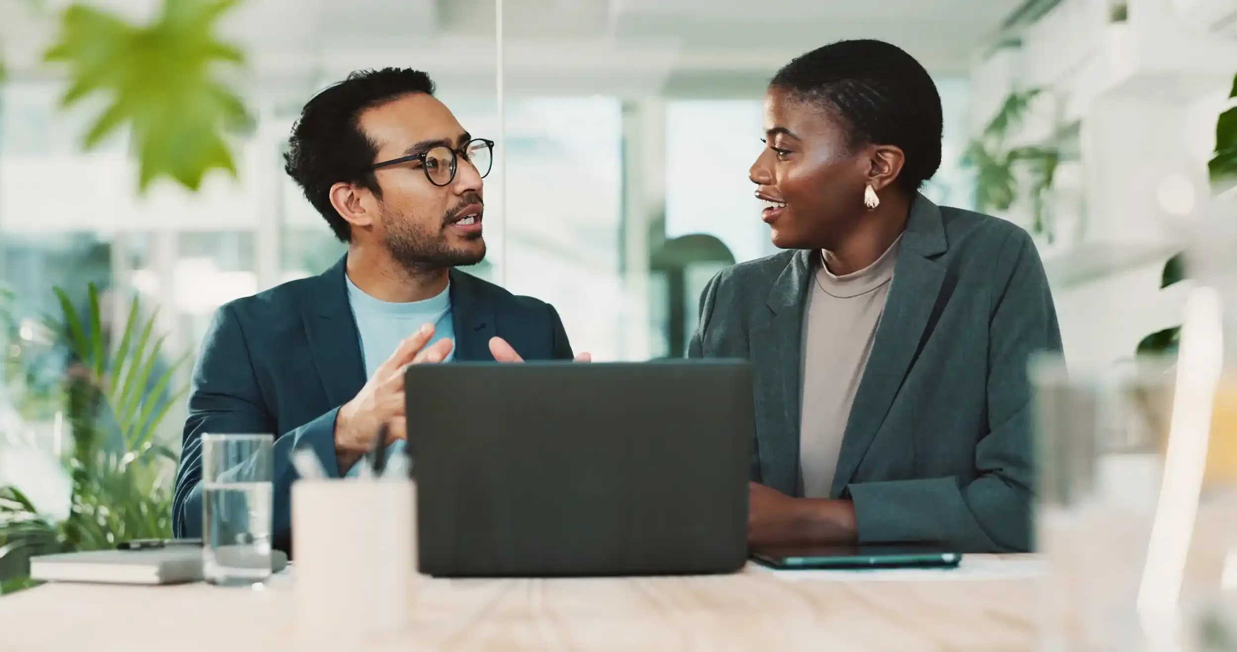 Two people having a discussion