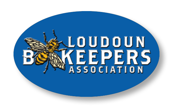 Loudoun Beekeepers Association logo with a bee illustration on a blue oval background.
