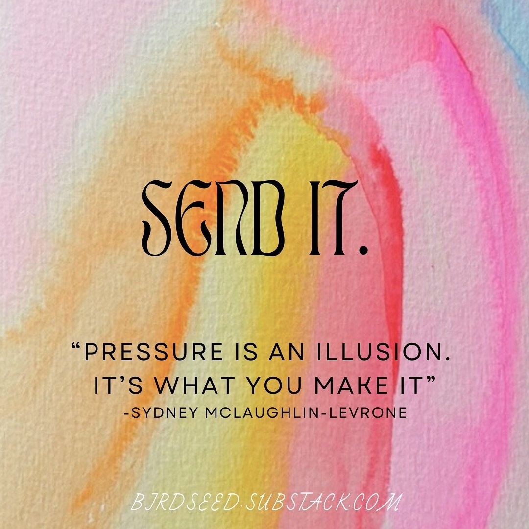 I&rsquo;ve been writing about (and feeling) pressure lately. Milestones (which are everywhere) can do that: ratchet up the pressure. 

Feeding + loving a tiny human for one year. Sober for two years. Publishing Birdseed for two years. Approaching 41 
