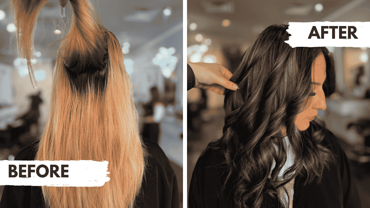 Before and after color correction at Pani Style Hair Salon in Katy, TX.png