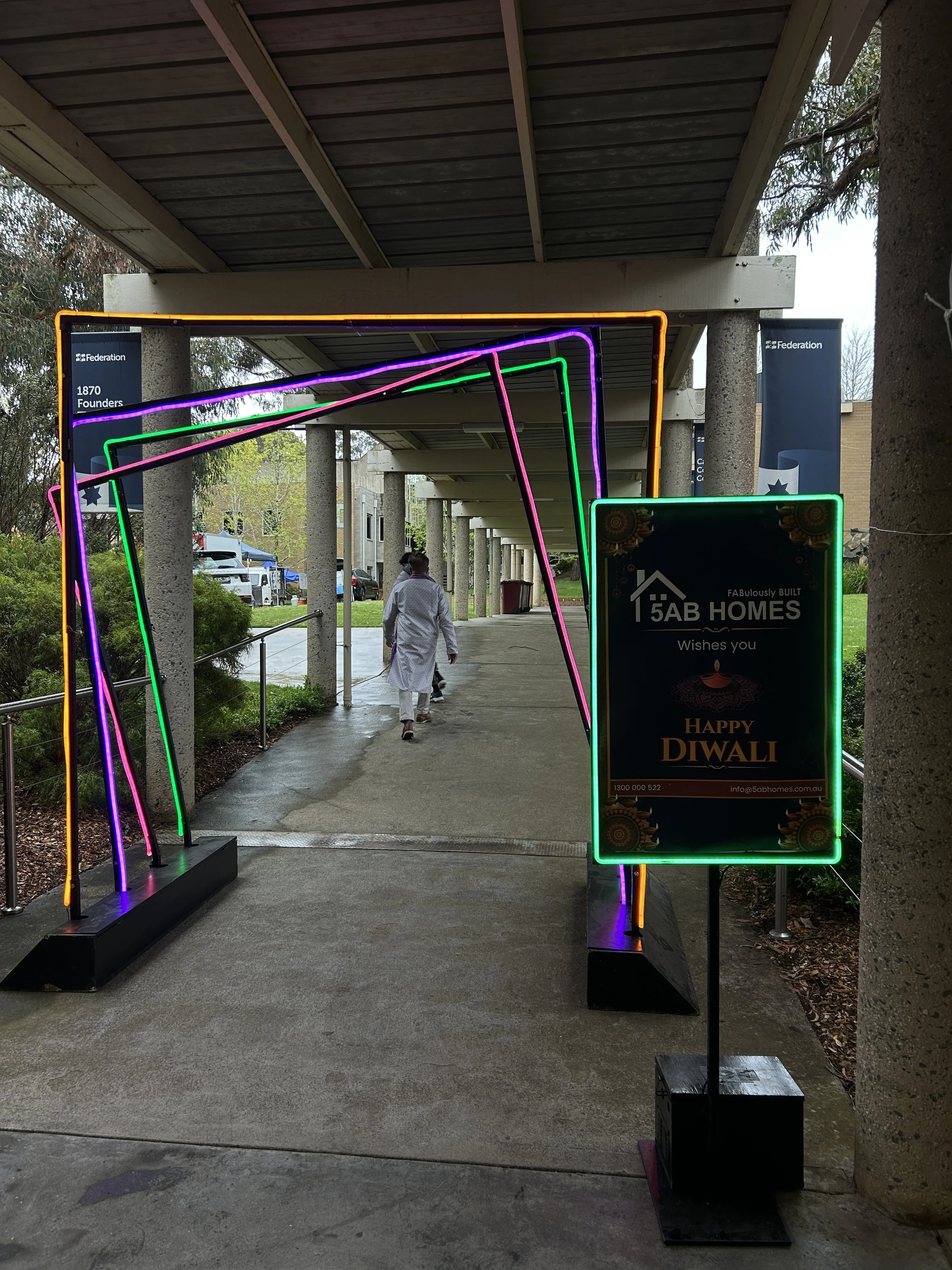 4 Arch Square Archway in Diwali colours - entryway to a Diwali event.