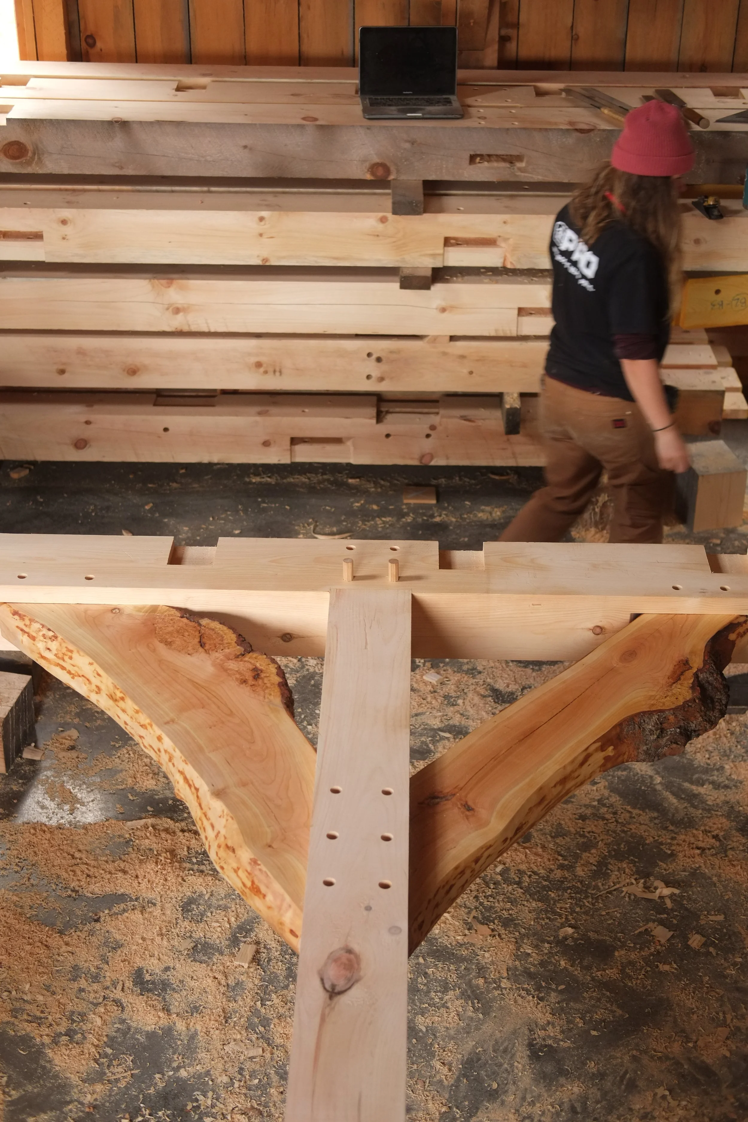 In the shop after scribing in the cherry braces.