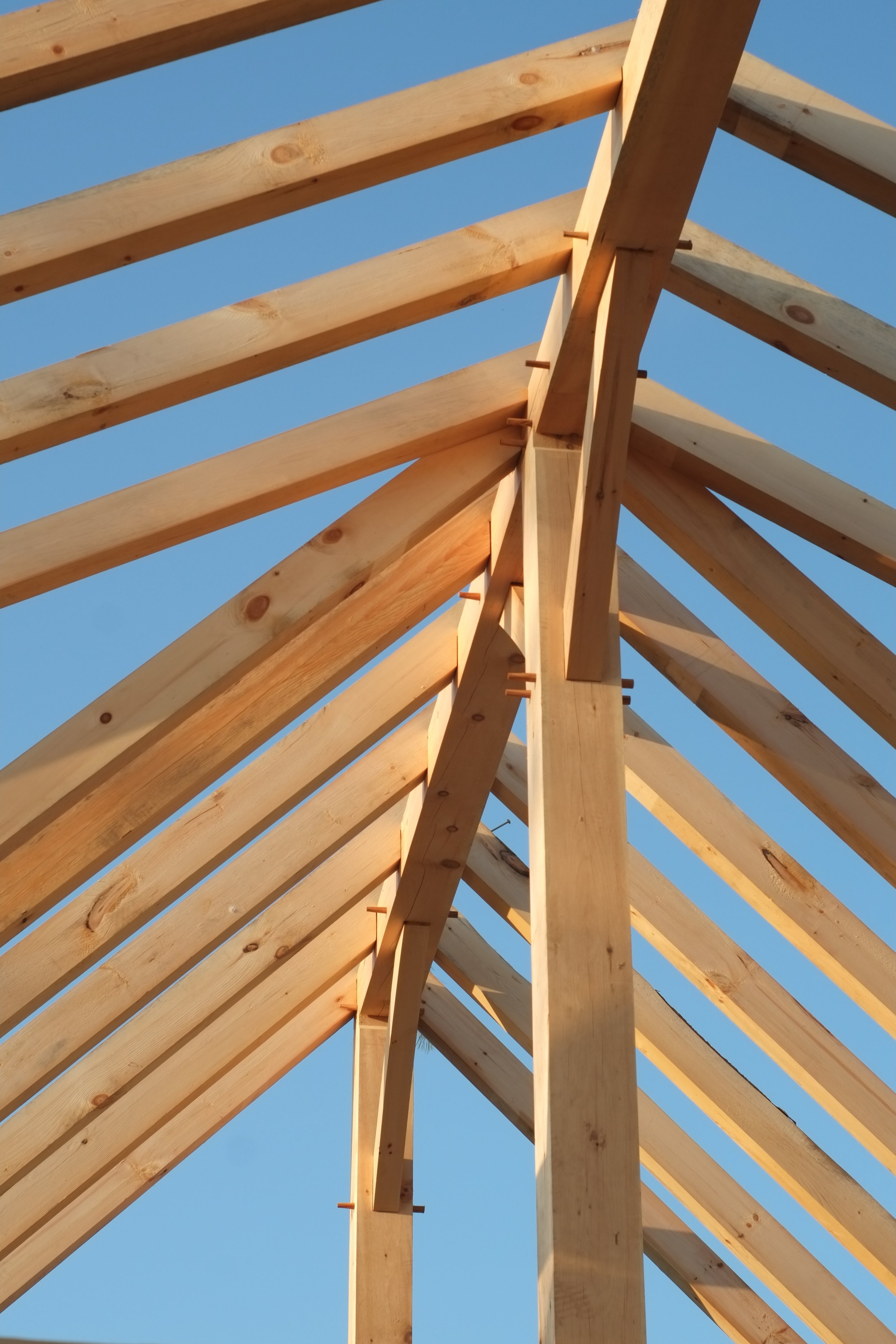 King posts supporting a structural ridge beam.