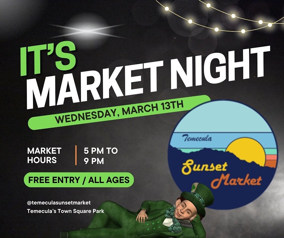 The Temecula Sunset Market 2024 Season has begun! Time to dance, shop, and mingle with the community. 

Date: 3/13/24
Time: 5-9pm
Location: Town Square Park

#temeculasunsetmarket2024 #temecula #markettime #livedj🎧 #vendors #food #freeadmission #sun