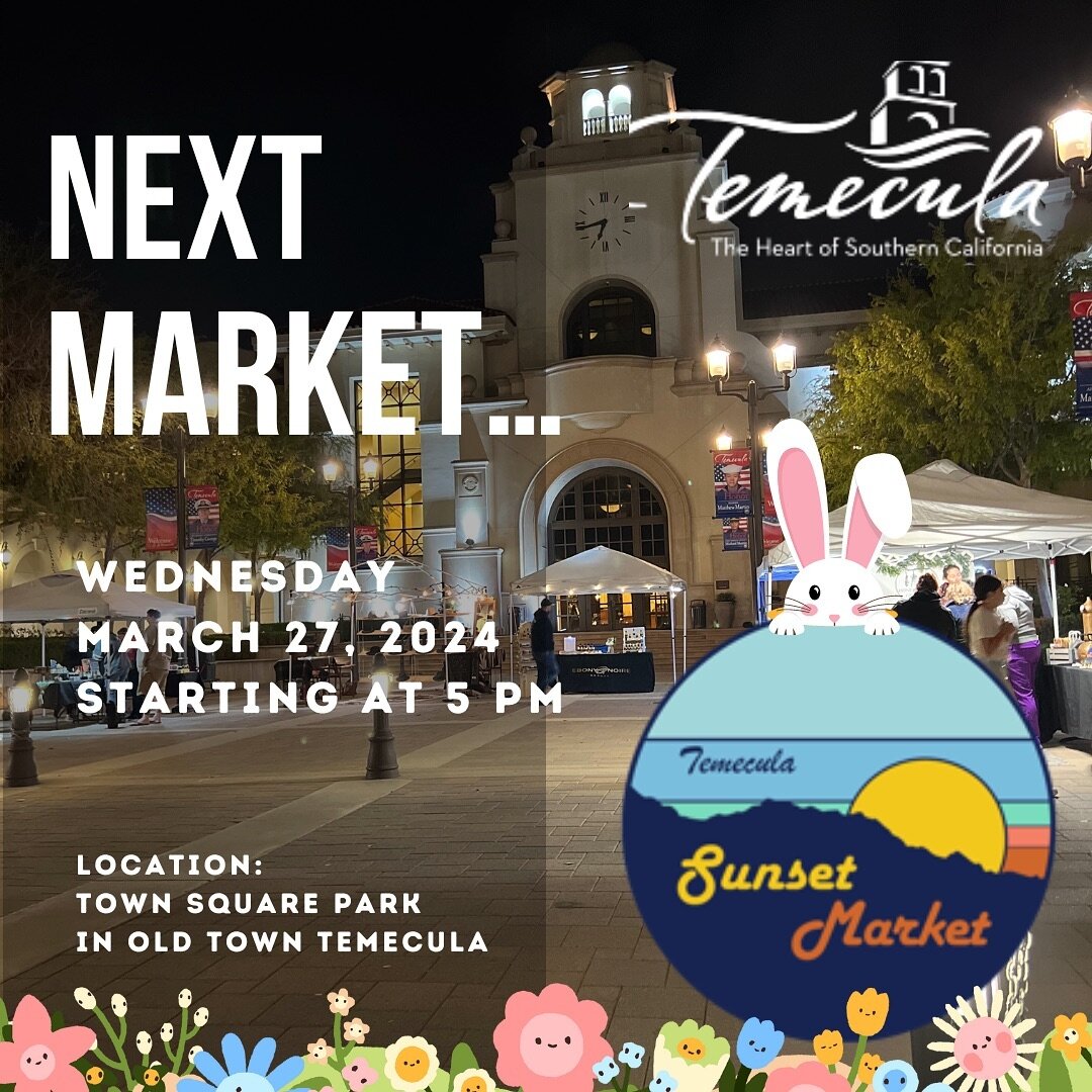 Save the date, the next market will be on March 27 at 5 PM! Come enjoy live music, amazing Vintage Vendors, and the beautiful Temecula Sunset!!!! 

#TemeculaSunsetMarket #Temecula #MarketNight
