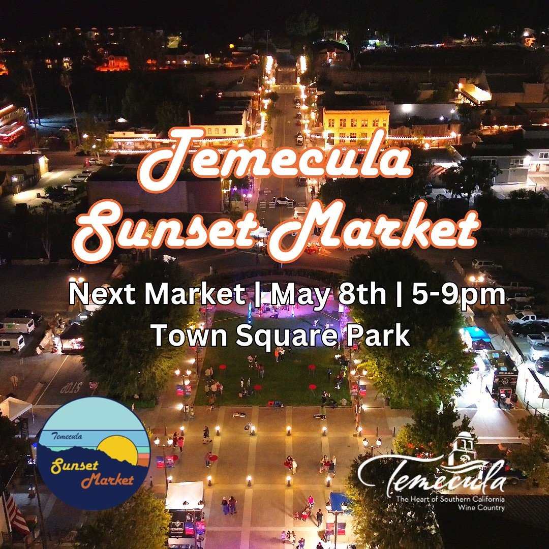 SAVE THE DATE: The Next Temecula Sunset Market will be on May 8th from 5-9pm!! 

Come out, shop, dine, and dance the night away with the whole family or someone extra special. 

#temecula #temeculasunsetmarket #vintage #handmade #vendors #markets #yu