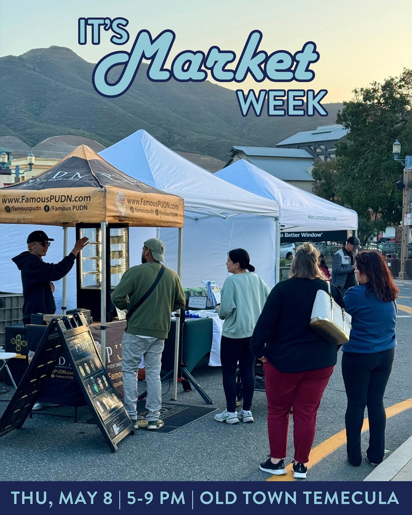 🌅🛍️ Yeah that&rsquo;s right, it&rsquo;s market week!

✨ Grab your crew and come vibe with us under the Temecula sky!

📅THU, MAY 8, 2025
⏰ 5-9 PM 
📍Town Square Park (41000 Main Street) 
🎶 Food, shopping, music, and good times await.

📲 For more 