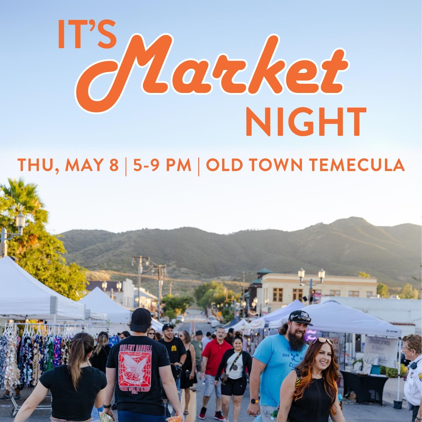 It&rsquo;s officially market night! 🌅🛍️

🍴🎶Join us tonight and enjoy the summer night with some good music, delicious food, and amazing shops! 

⏰5-9 PM
📍Town Square Park (41000 Main Street)

📲 For more information, please visit TemeculaSunsetM