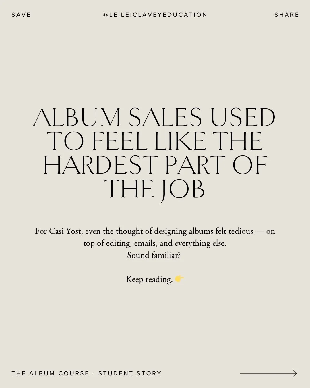 She almost skipped albums entirely. Then she sent one email and sold an album AND a parent album bundle on the spot. 

Casi went through The Album Course and within a day had couples reaching out asking to order, no chasing, no awkward pitches.

If a