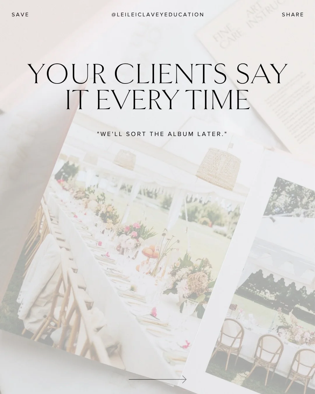 The most expensive moment in your photography business isn&rsquo;t a lost booking.

It&rsquo;s the wedding you shot perfectly, and never followed up on for an album.

Because here&rsquo;s what actually happens: your clients love their photos, they me