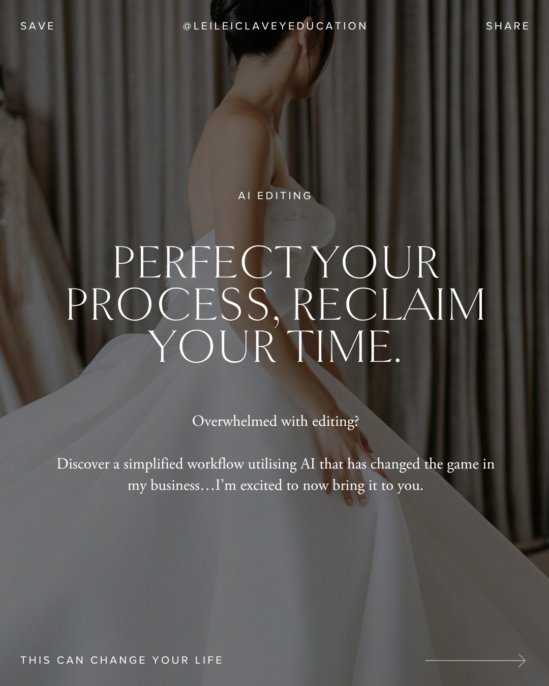 For years, I thought 24+ hours of editing per wedding was just the price of doing this work.⁠
⁠
Shoot 10,000 images. Cull every single one. Disappear into Lightroom for the better part of a week. Then do it all again next weekend.⁠
⁠
I accepted it fo