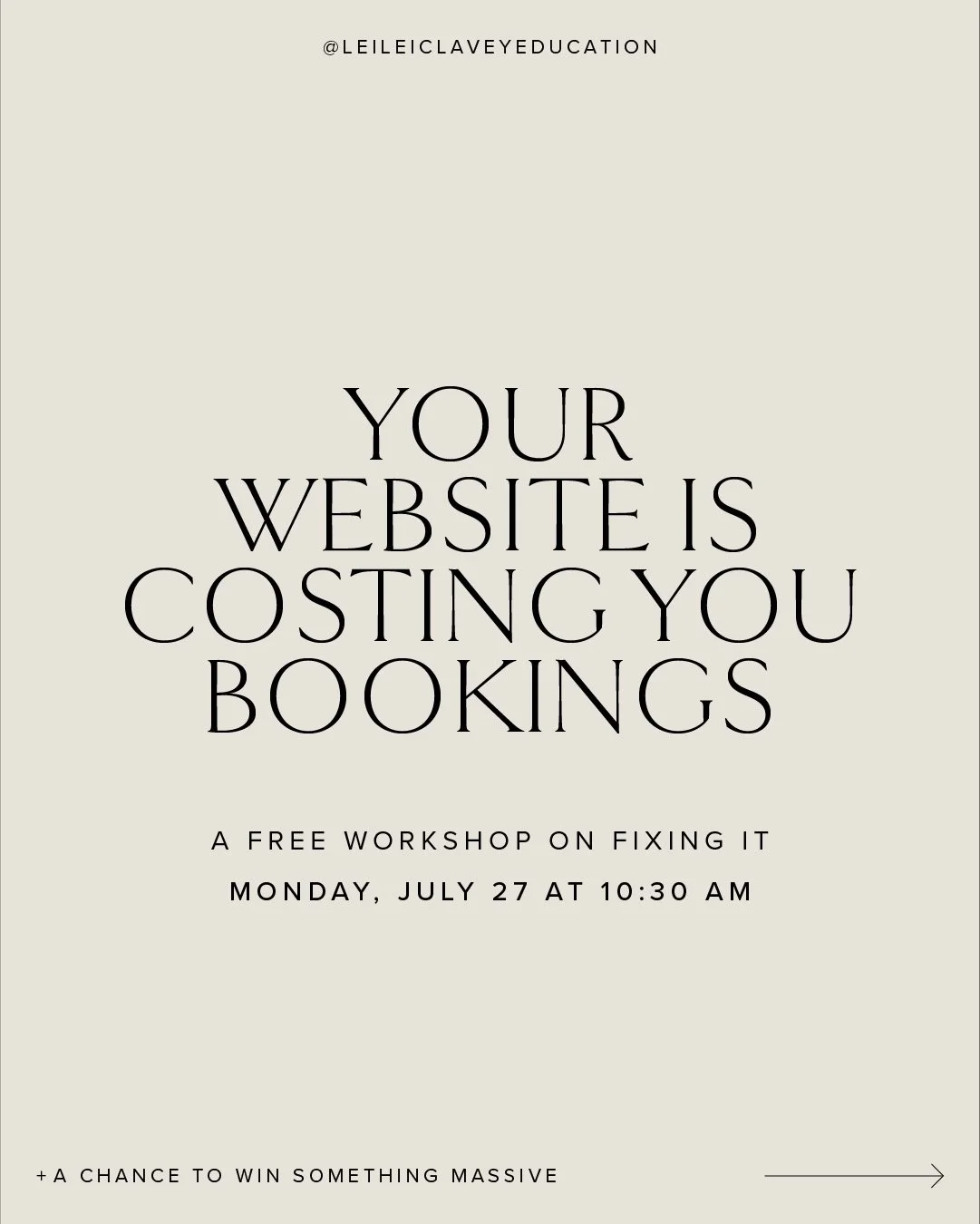 Myself and @hellohellostudio are running a free workshop on Monday, July 27. 

The Website Workshop will be hands on. Come with your website open and you will leave having started the work, not just heard about it. Hello Hello Studio bring the design