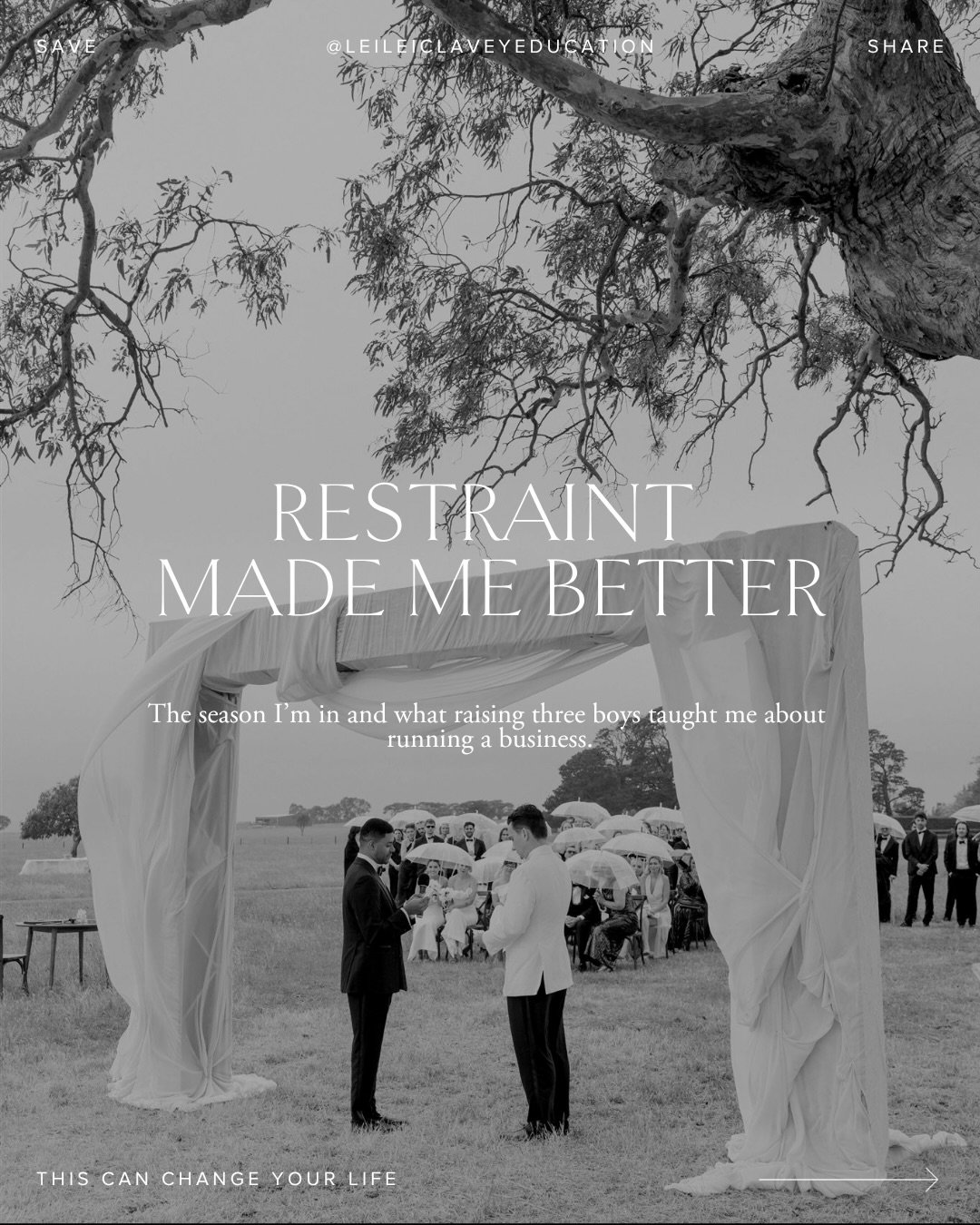 Restraint made me better.⁠
⁠
You might think that motherhood slowed down my career. It didn&rsquo;t, in fact it lit a fire under me. The looming thought of going back to 9-5, working for someone else spurred me on to work harder on my business to cre