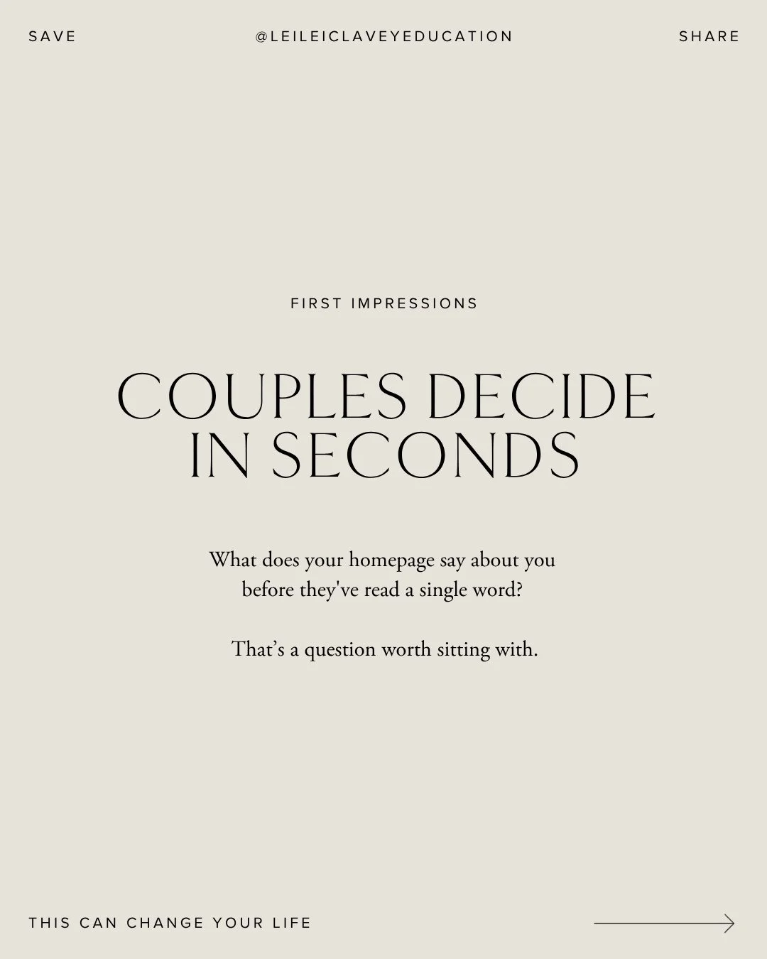 Why first impressions matter.⁠
⁠
Before they read a thing, a couple visiting your website has already started to feel something. About your work. About how you present it. And they decide whether they've just found their photographer.⁠
⁠
So ask yours