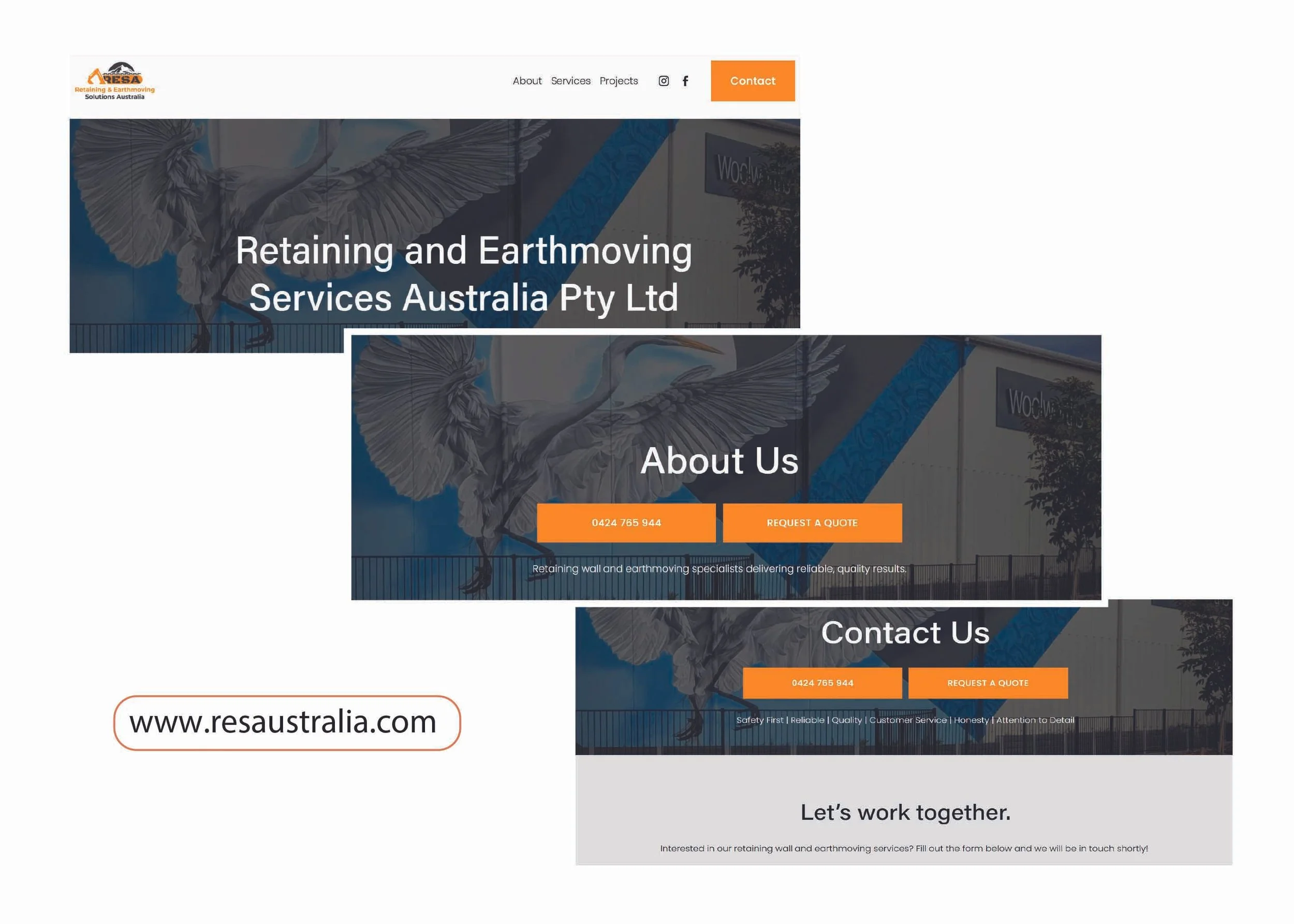 CONSTRUCTION - Retaining & Earthmoving Services Australia - WEBSITE DEVELOPMENT, DESIGN & TRAINING