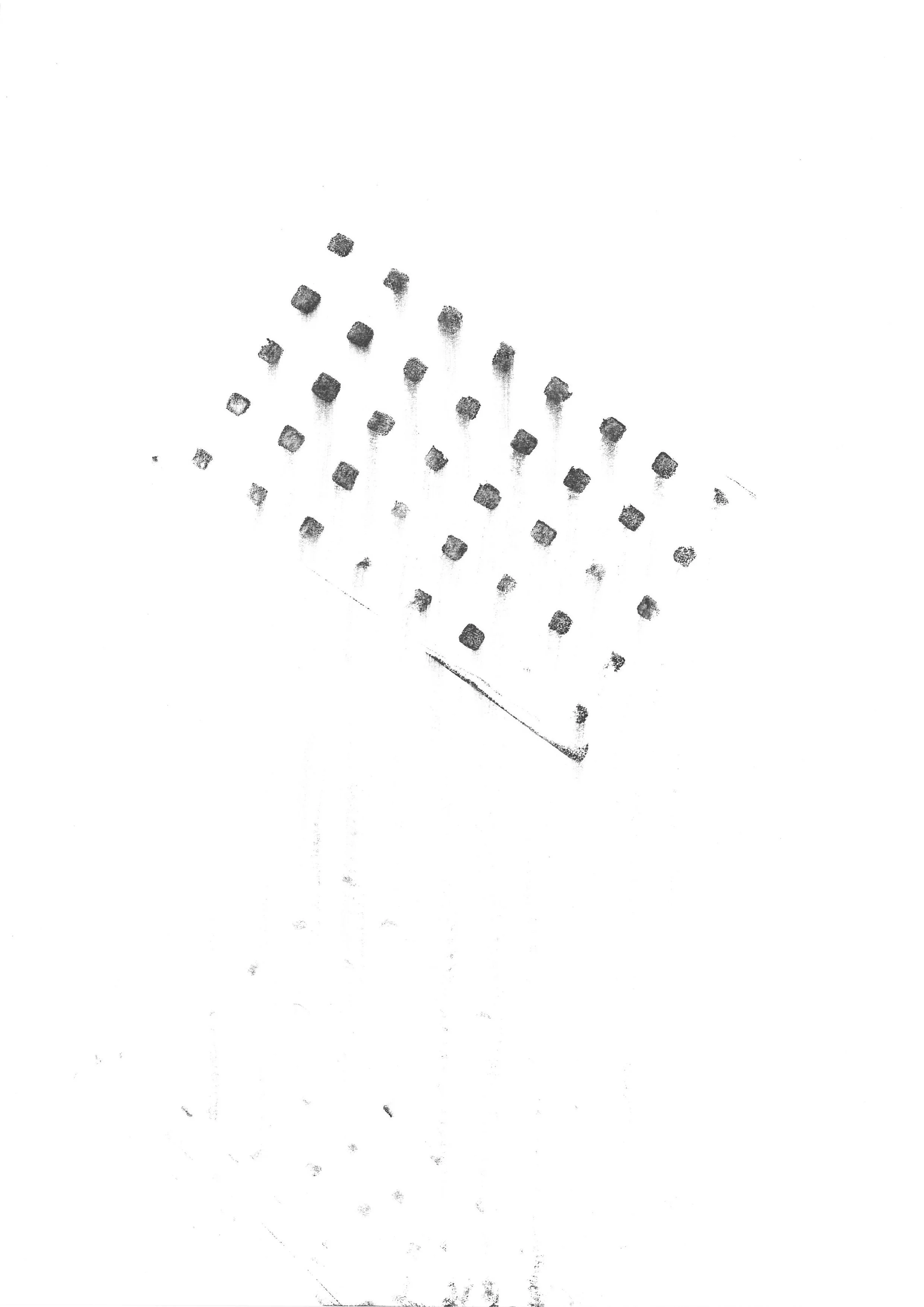 Mysterons 2, 2024  
Unique stamp print on paper    29,7 x 21 cm   Created at The Fondation CAB   Artist-in-residence, Brussels, B