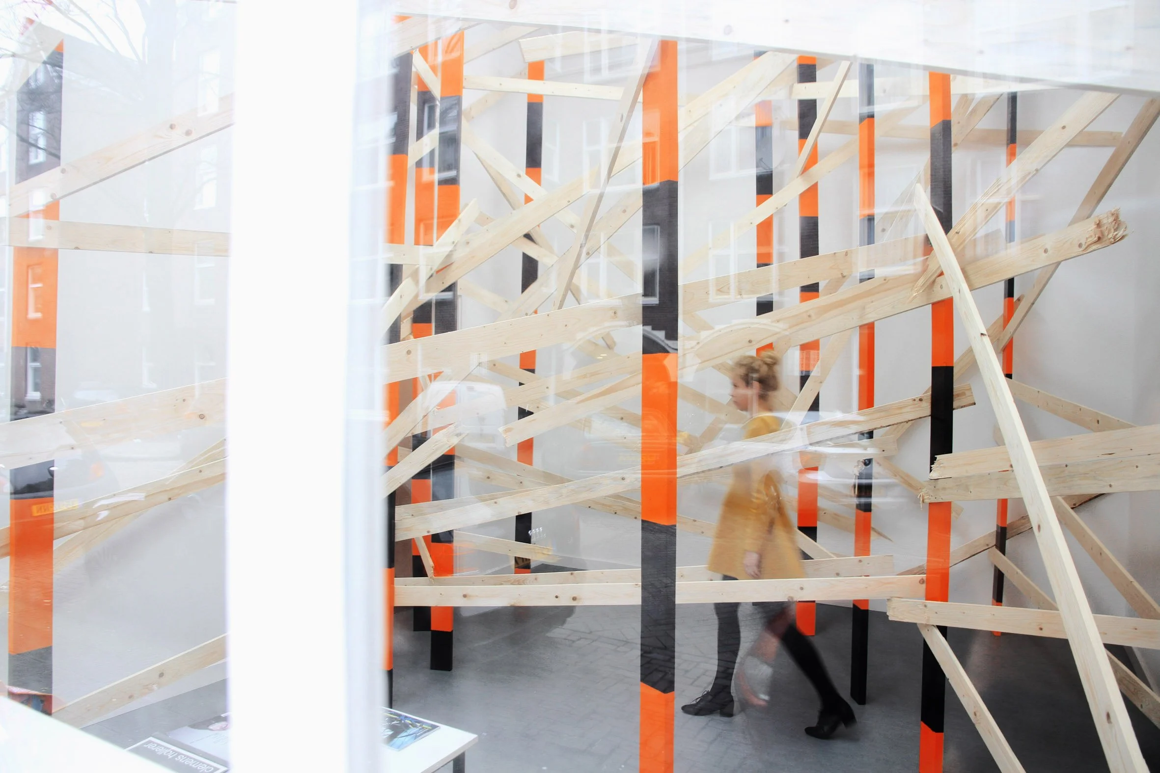 Quarantine, 2012  
Enamel paint on wood  
Dimensions variable  
PS, Amsterdam, NL