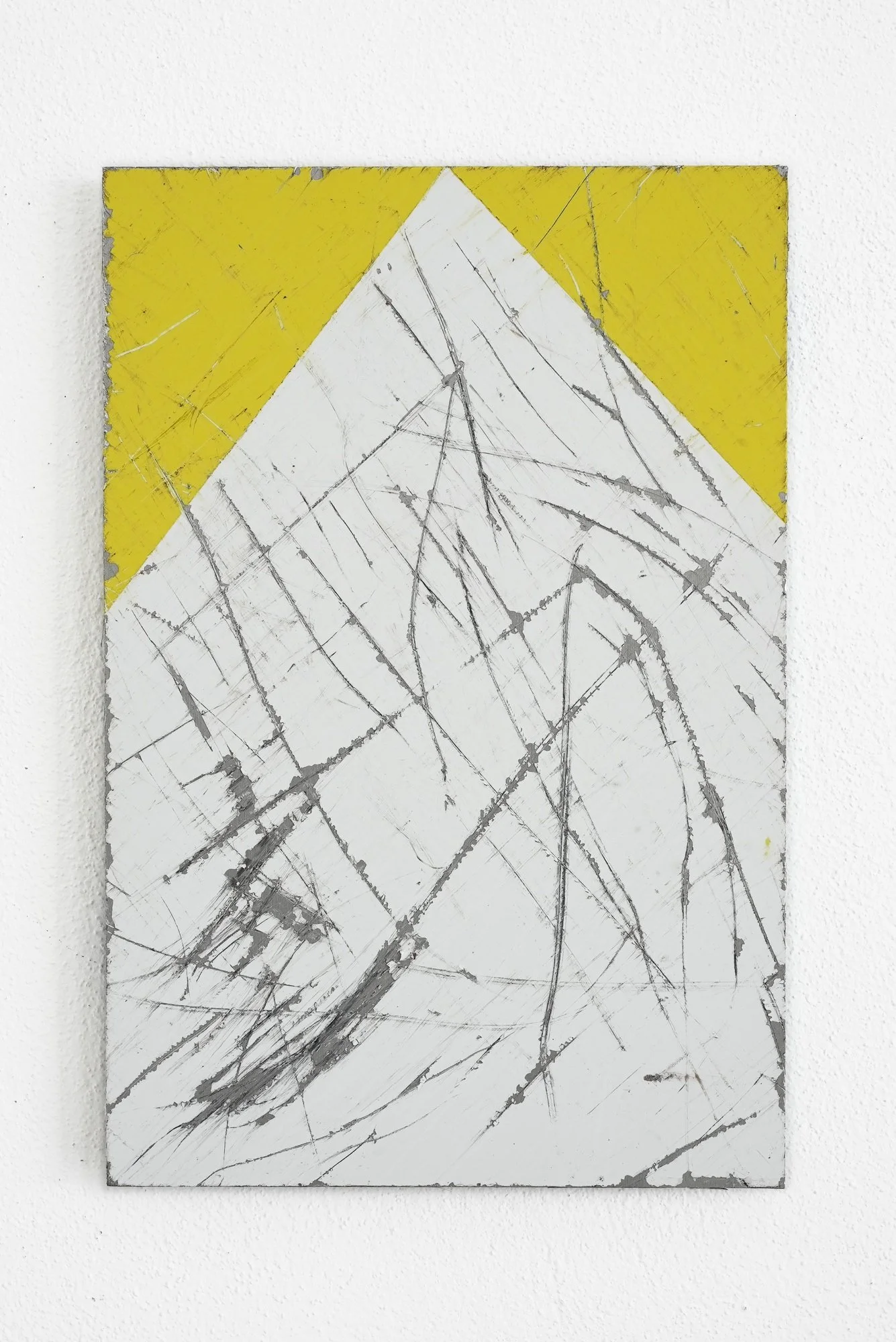 He's simple, he's dumb, he's the pilot, 2023  
From the ,Banger Series’  
Enamel paint on aluminium  
45 x 30 cm