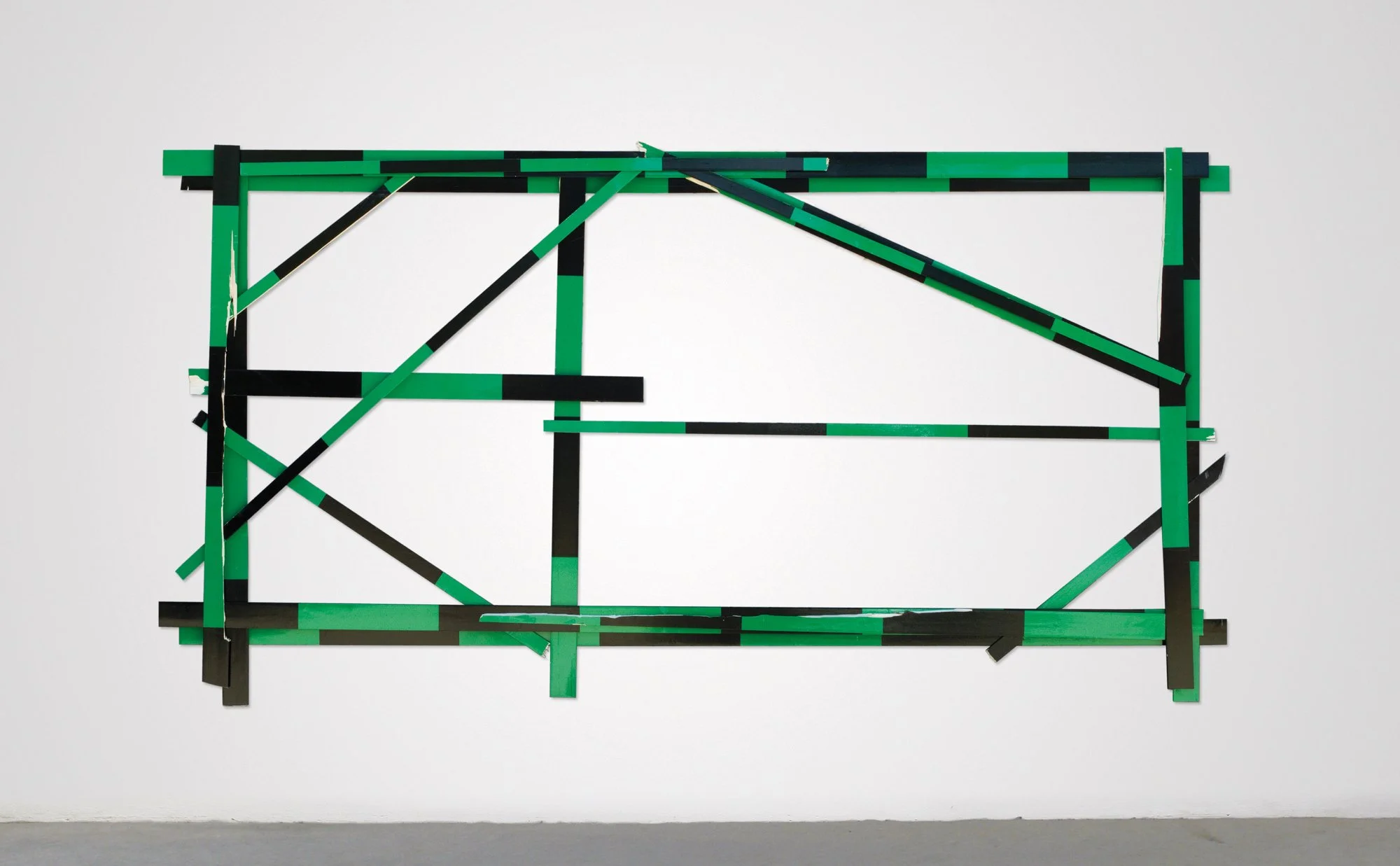 Random access memories, 2013  
Enamel paint on wood  
201 x 380 x 9 cm