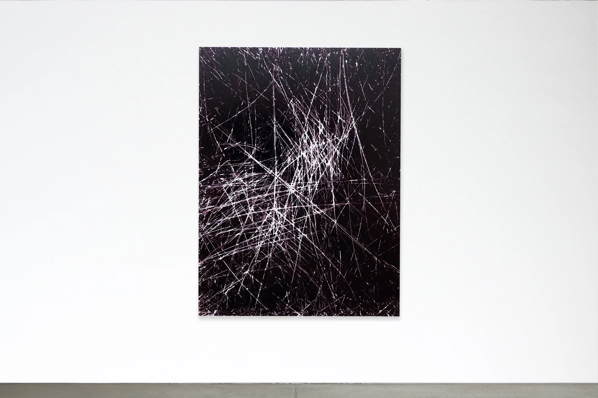 Time capsule, 2019  
Enamel paint on aluminium  
200 x 150 cm