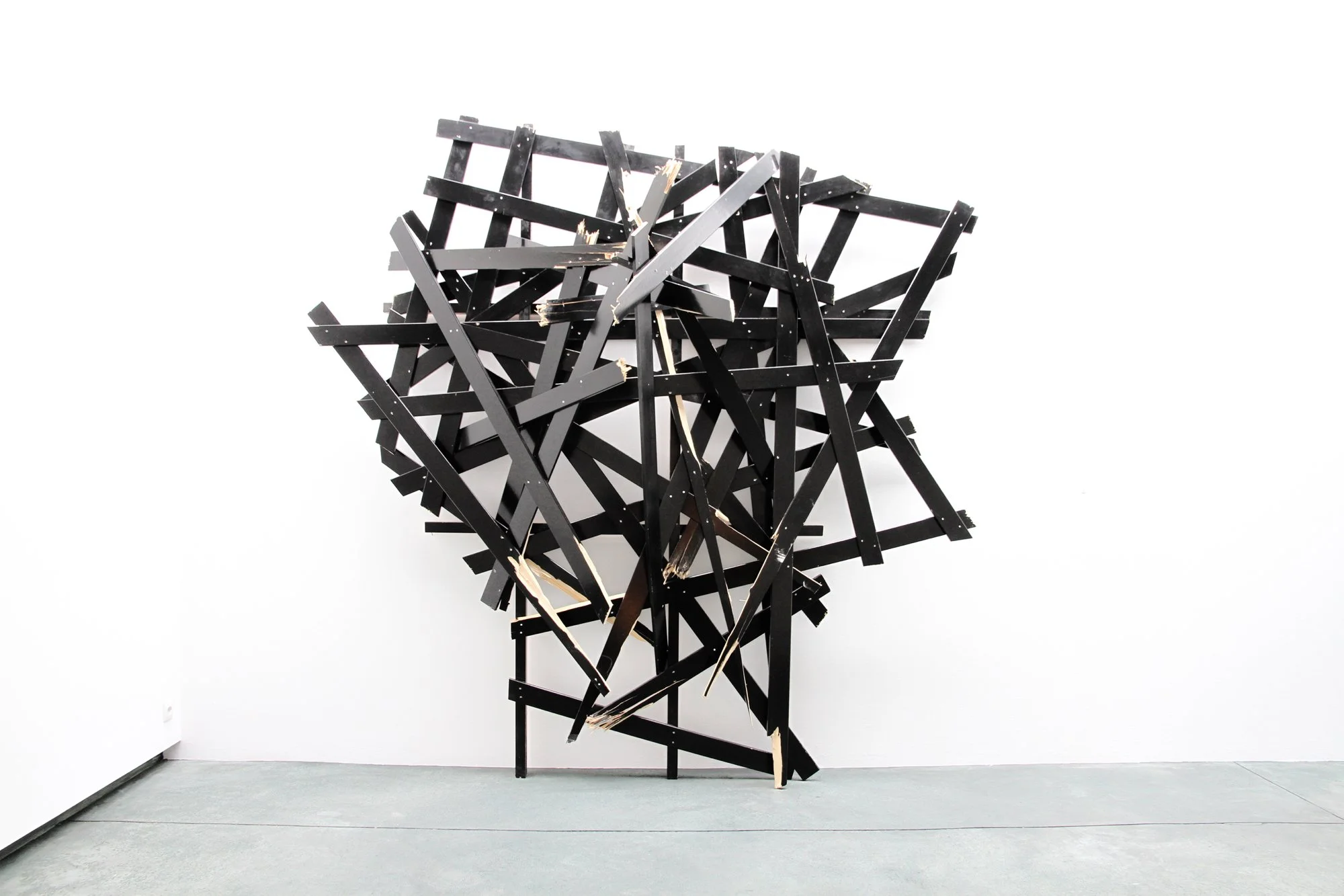 Speed  x distance = time 3, 2014  
Enamel paint on wood  
300 x 315 x 100 cm