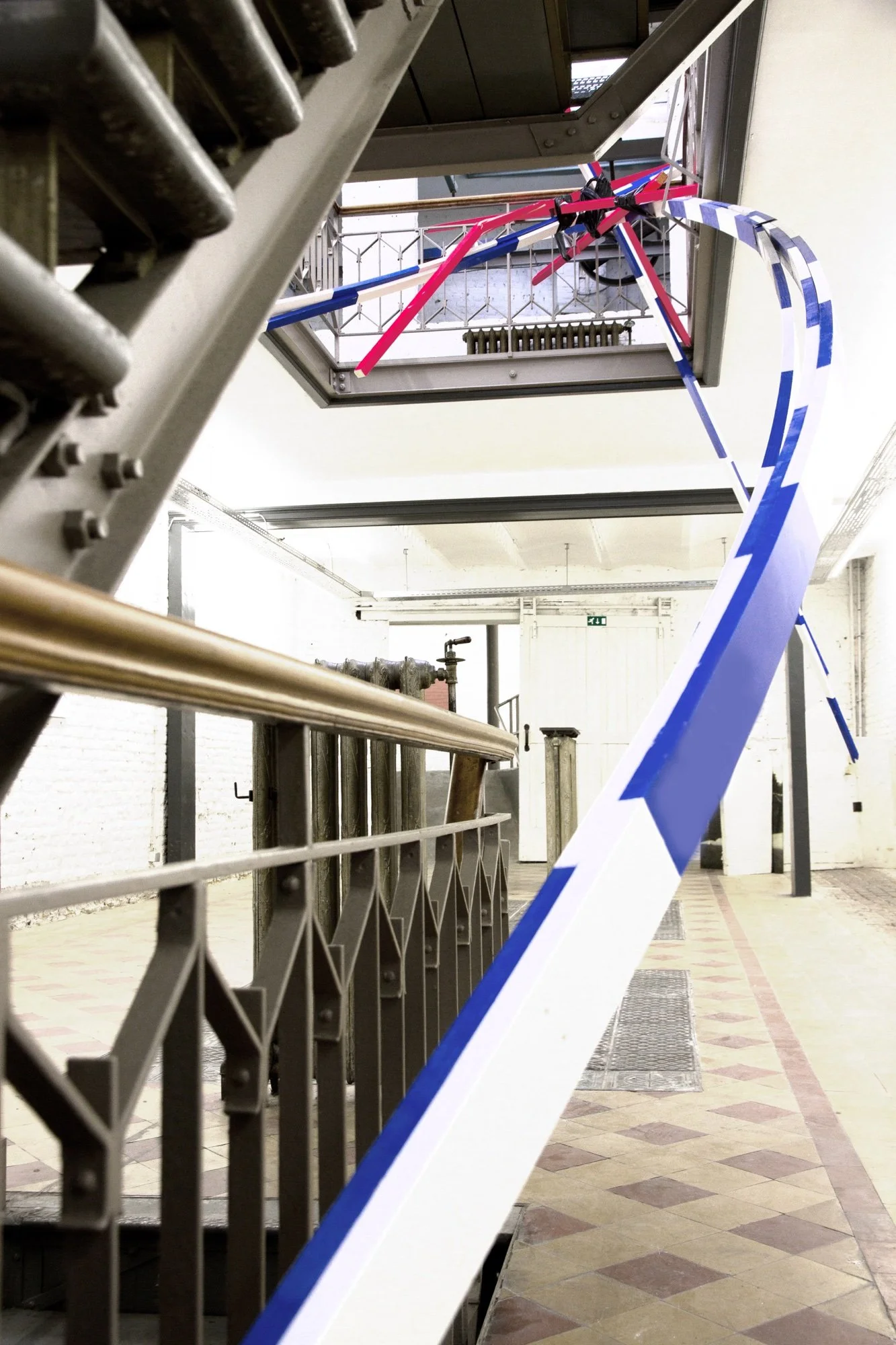 Another relapse, 2015  
Acrylics and enamel paint on wood, tape  
Dimensions variable  
Quincaillerie Vander Eycken, Brussels, B