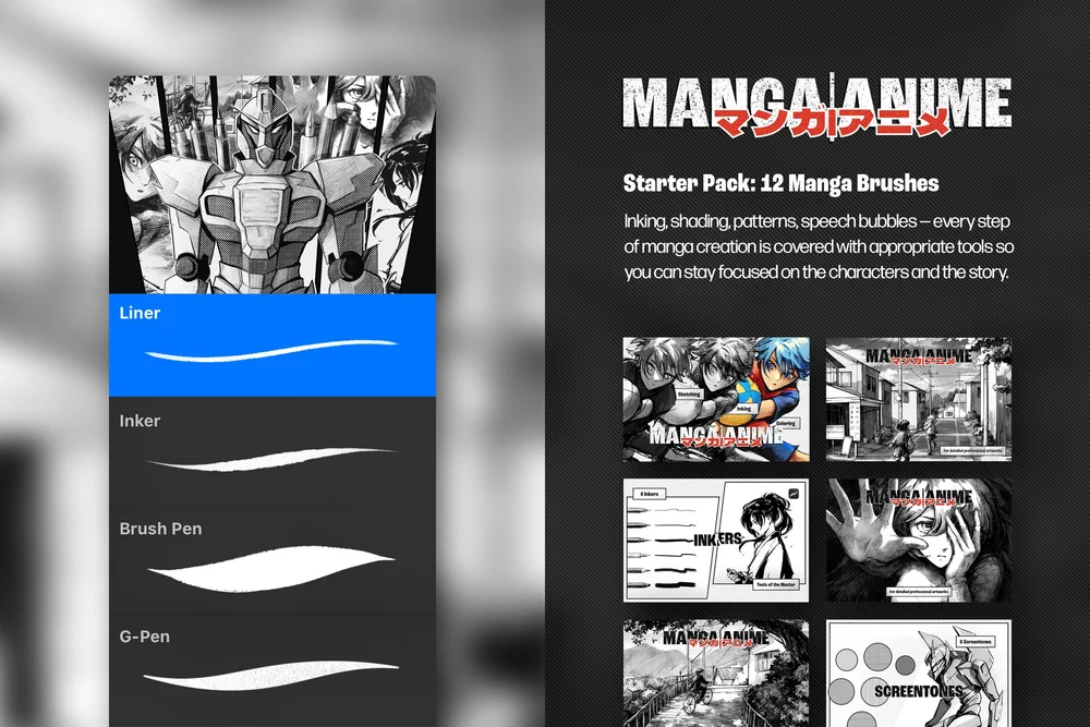 Manga Screentone Brushes for Clip Studio Paint — Brushapes Studio