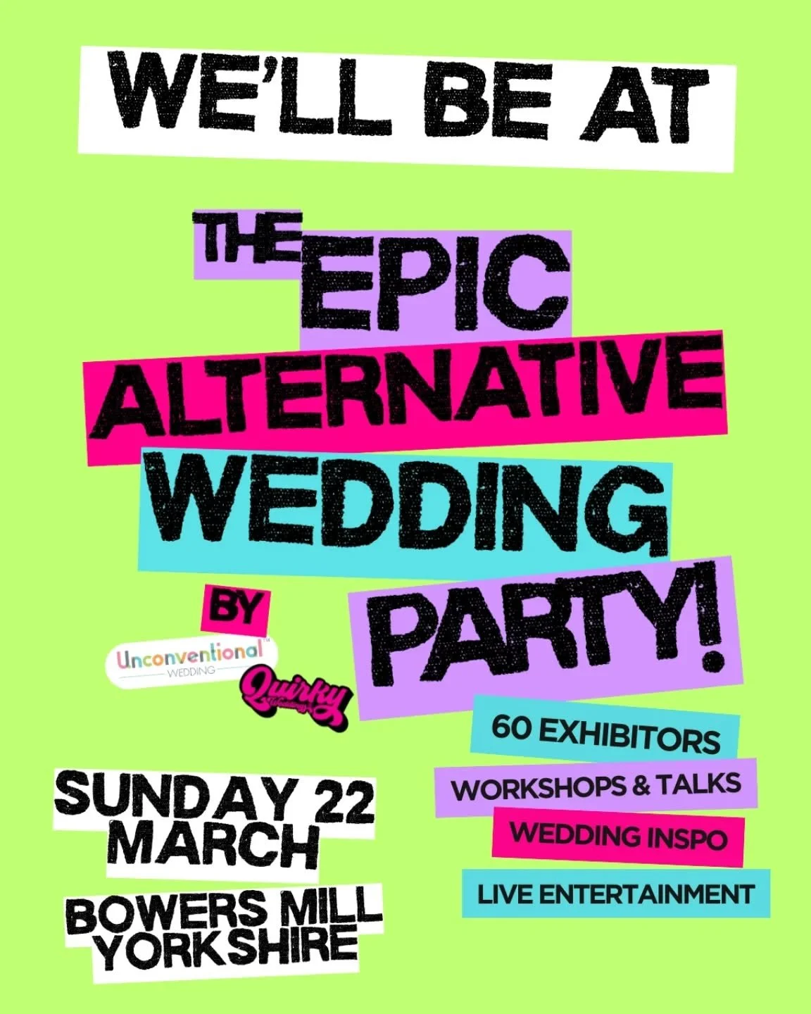 Yes...all you delightful engaged couples in the Northwest of the UK, that hate beige and want a truly authentic wedding 🧡🎉...get your asses to this event. 

It is the wedding fair event of the year... actually let's not even call it a fair it is a 