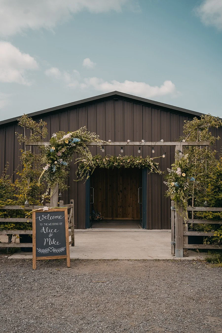 Outside wedding arch flowers
